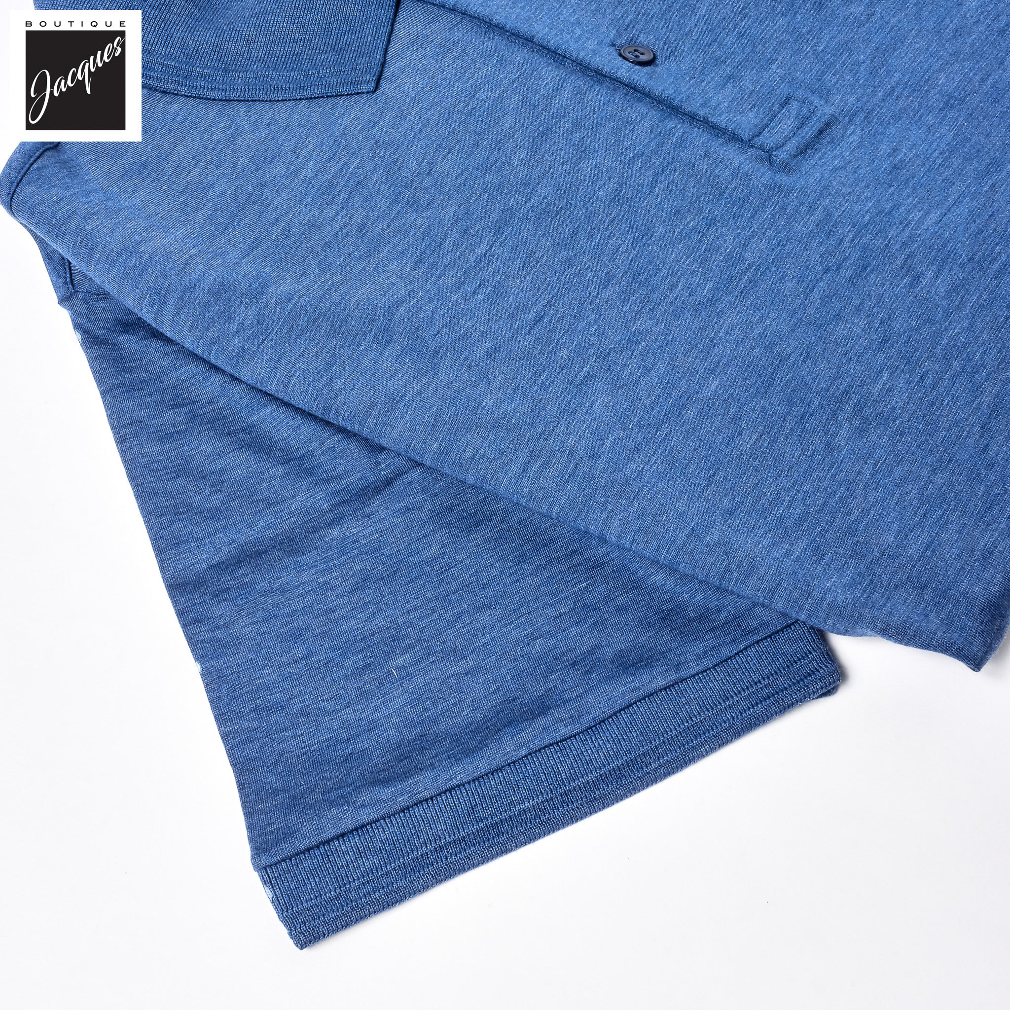 Mid Blue Silk-Cotton Polo Shirt - Paul & Shark - Image 5
