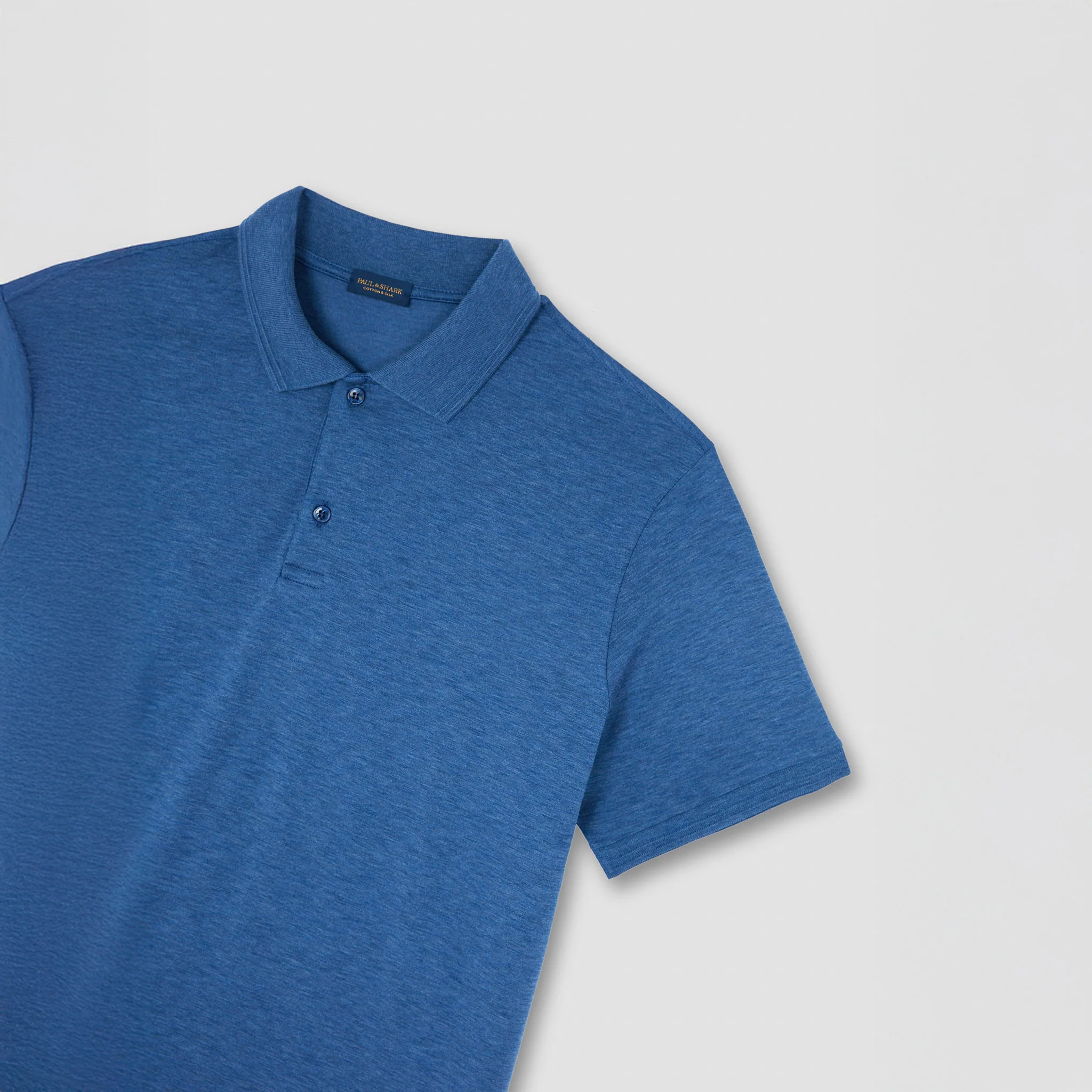 Mid Blue Silk-Cotton Polo Shirt - Paul & Shark - Image 8