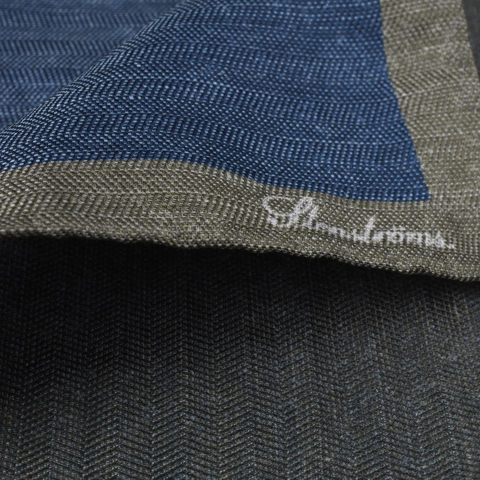 Blue/Beige Reversible Silk Hankie - Stenströms - Image 3