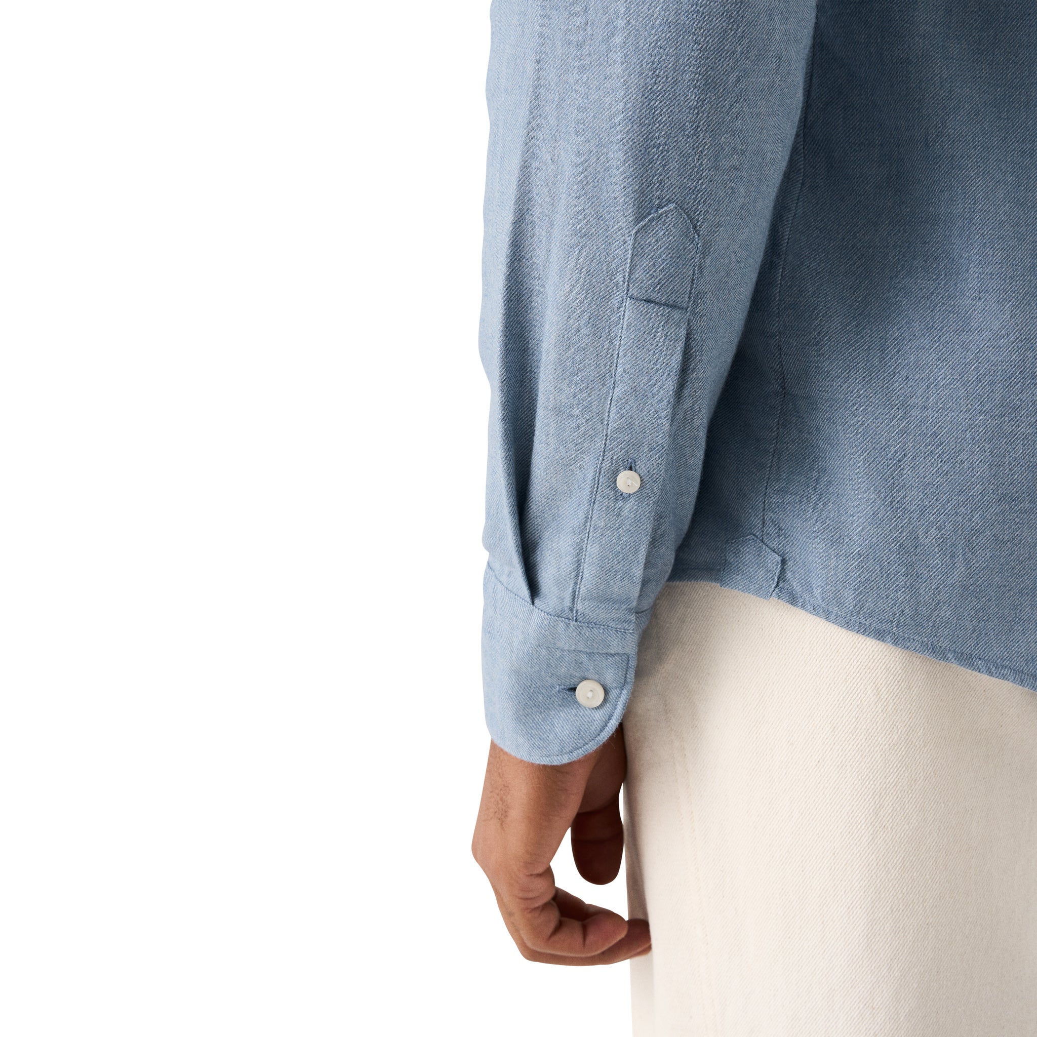 Blue Solid Cotton Flannel Slim Fit Shirt - ETON - Image 8