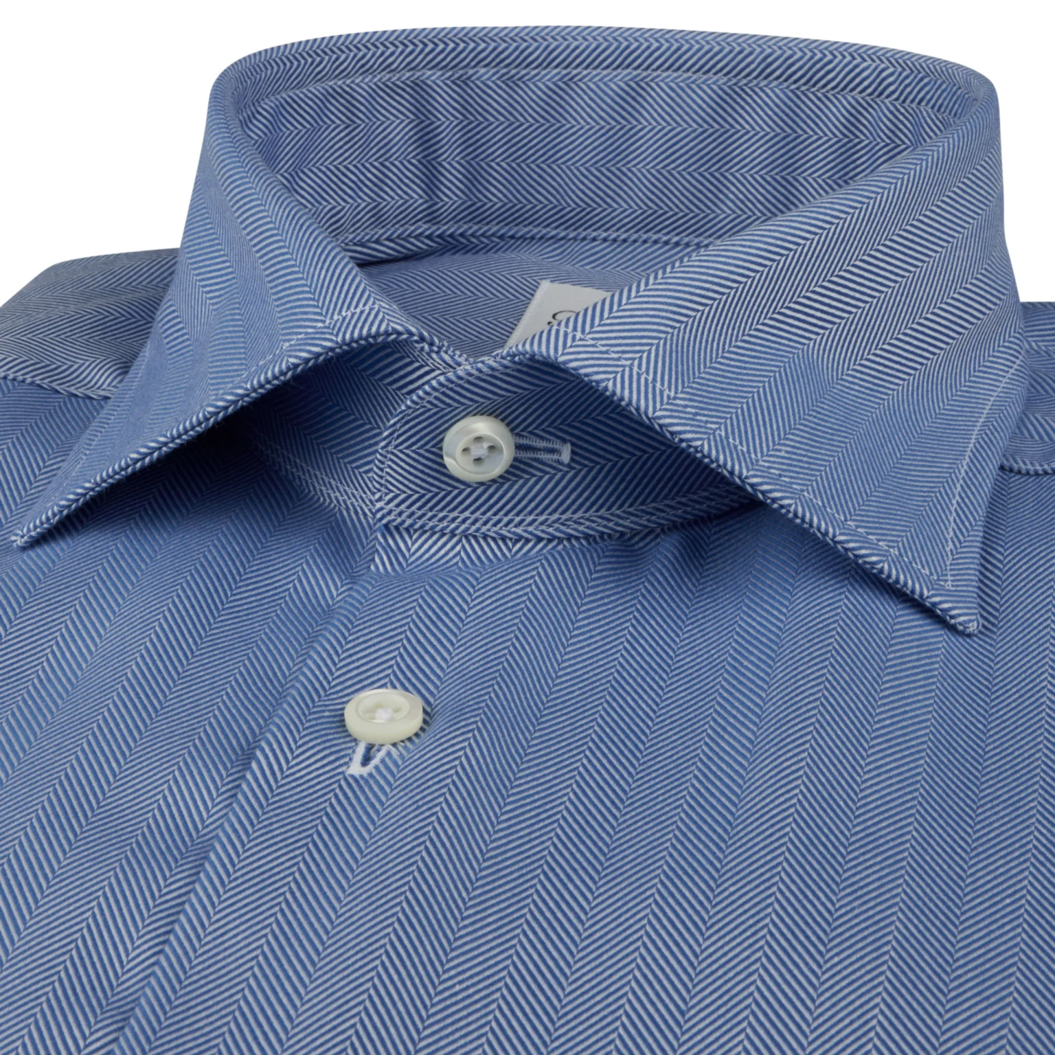 Blue Herringbone Twill Regular Fit Shirt - Stenströms - Image 2