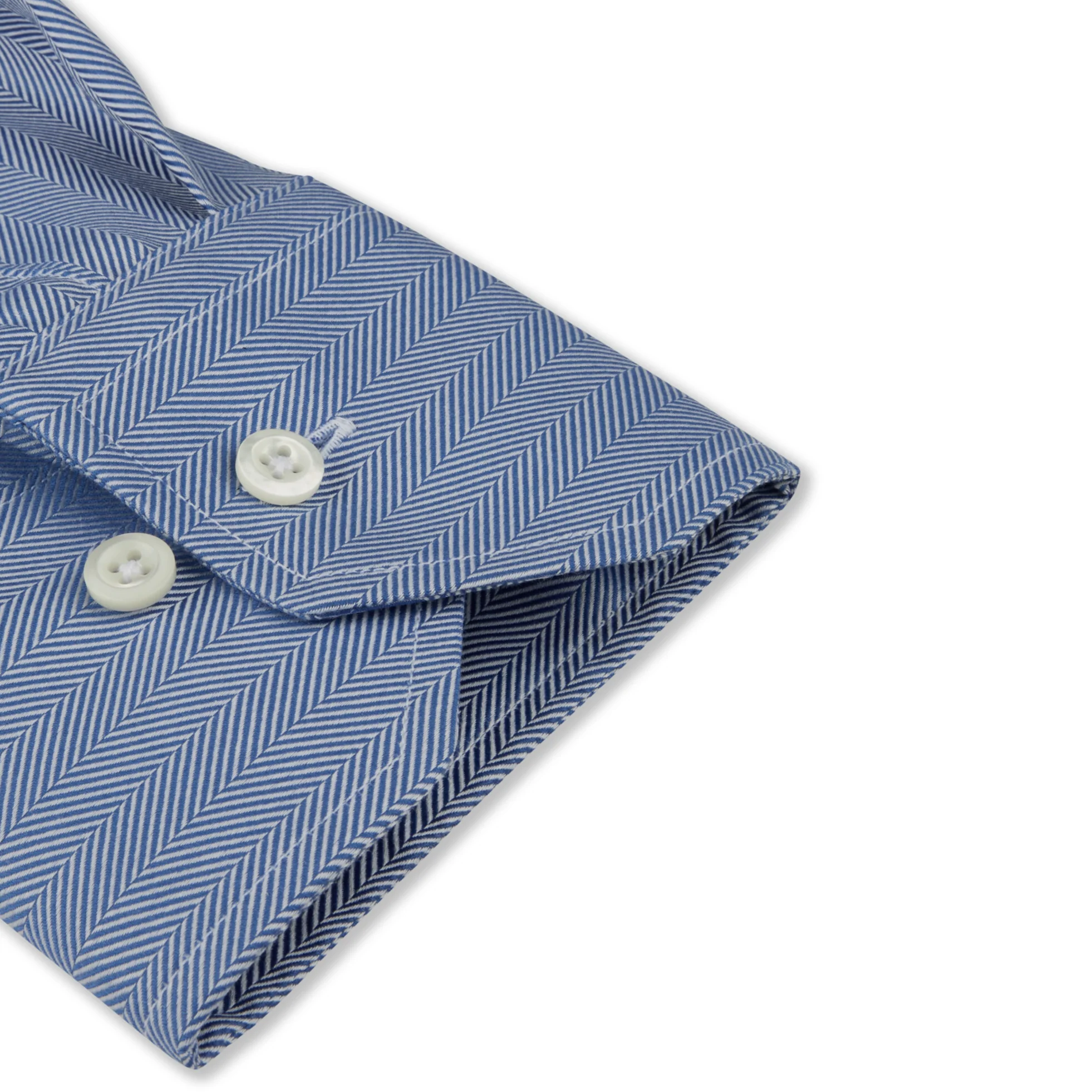 Blue Herringbone Twill Regular Fit Shirt - Stenströms - Image 3