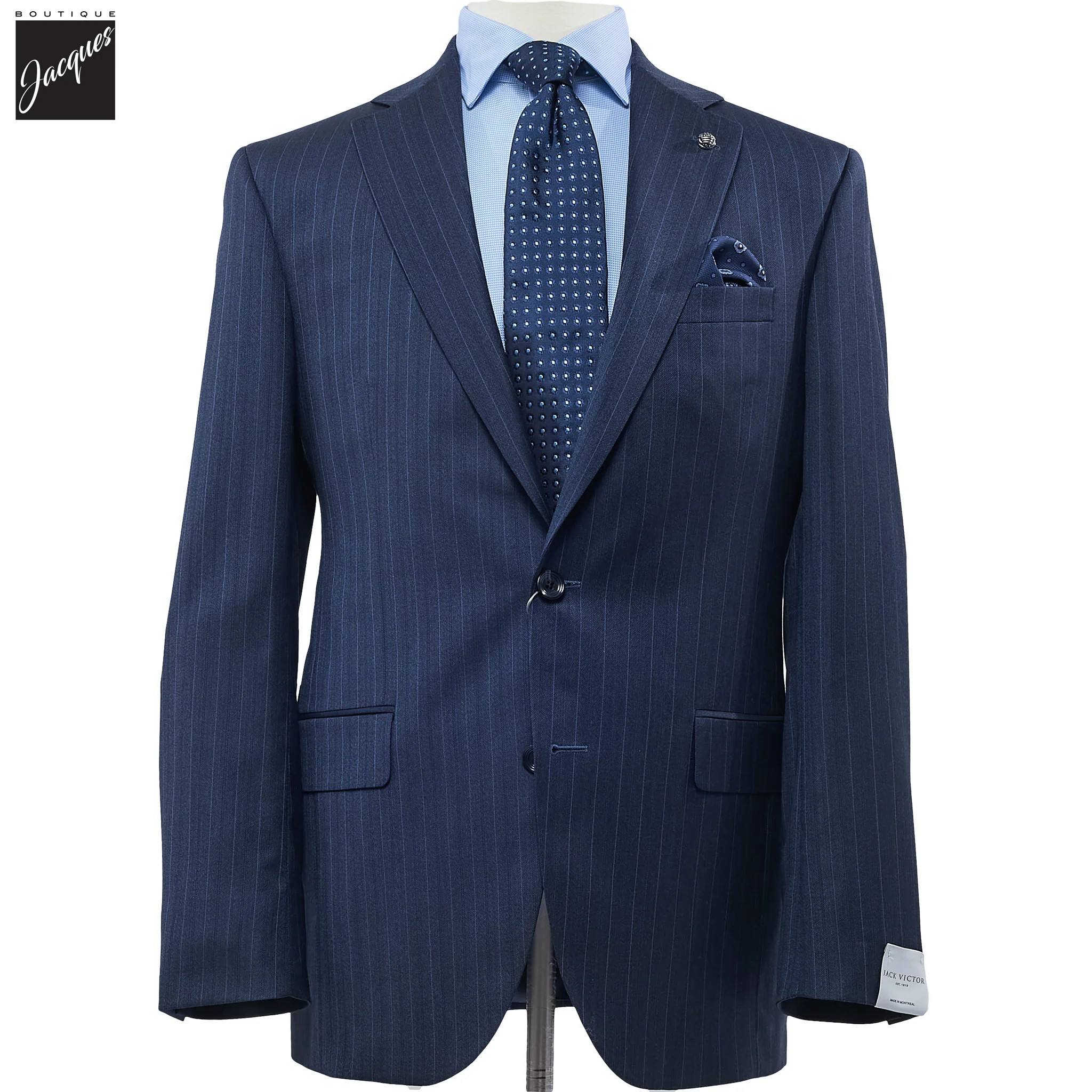 Blue Stripe Napoli Classic Fit Loro Piana Wool Suit - Jack Victor