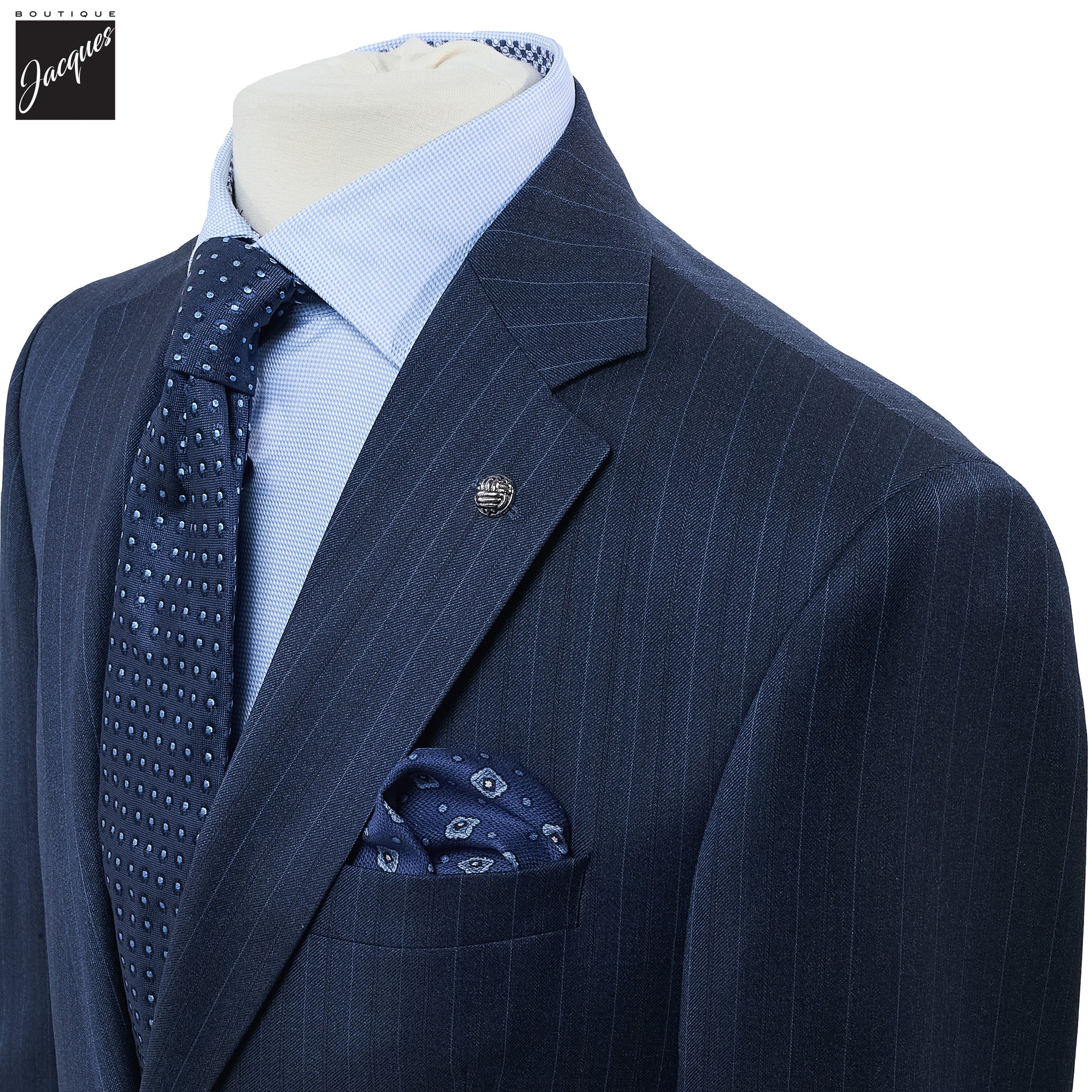Blue Stripe Napoli Classic Fit Loro Piana Wool Suit - Jack Victor - Image 2
