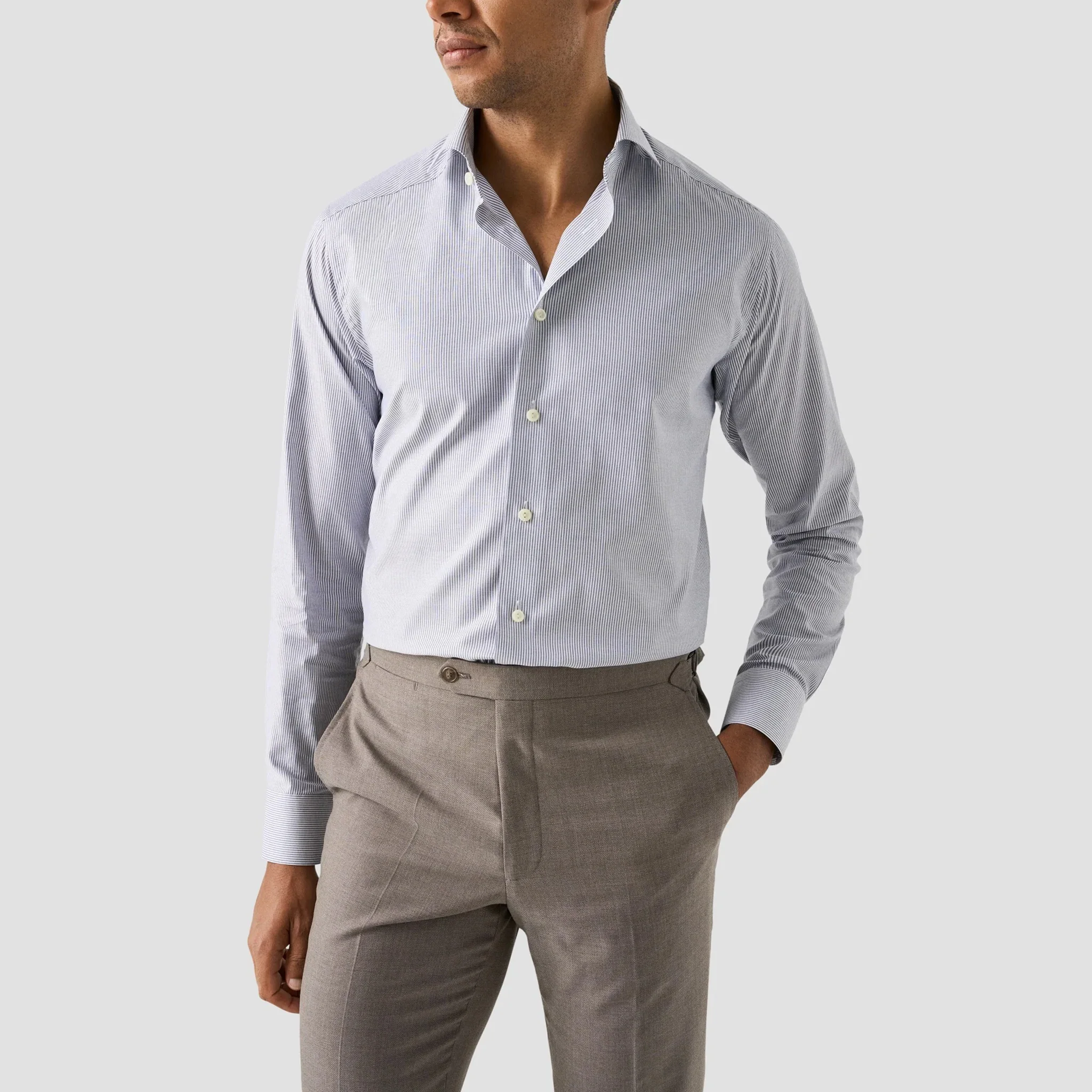 Blue Stripe Oxford Slim Fit Shirt - ETON - Image 3