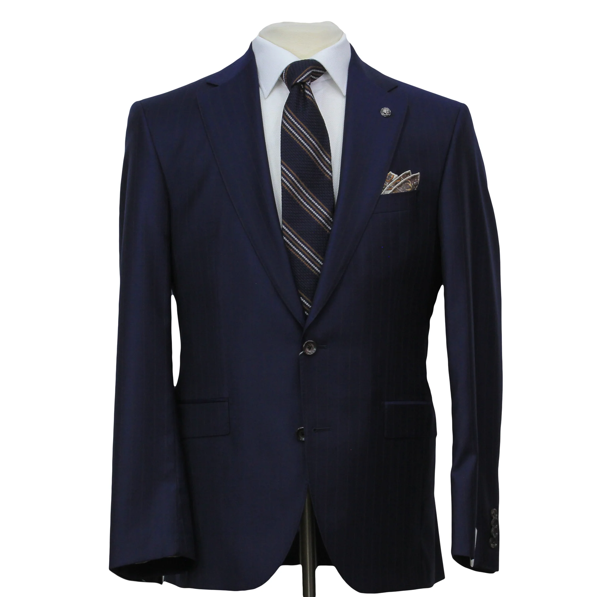 Blue Striped Loro Piana Super 170's Wool-Cashmere Modern Fit Suit - Jack Victor 1913