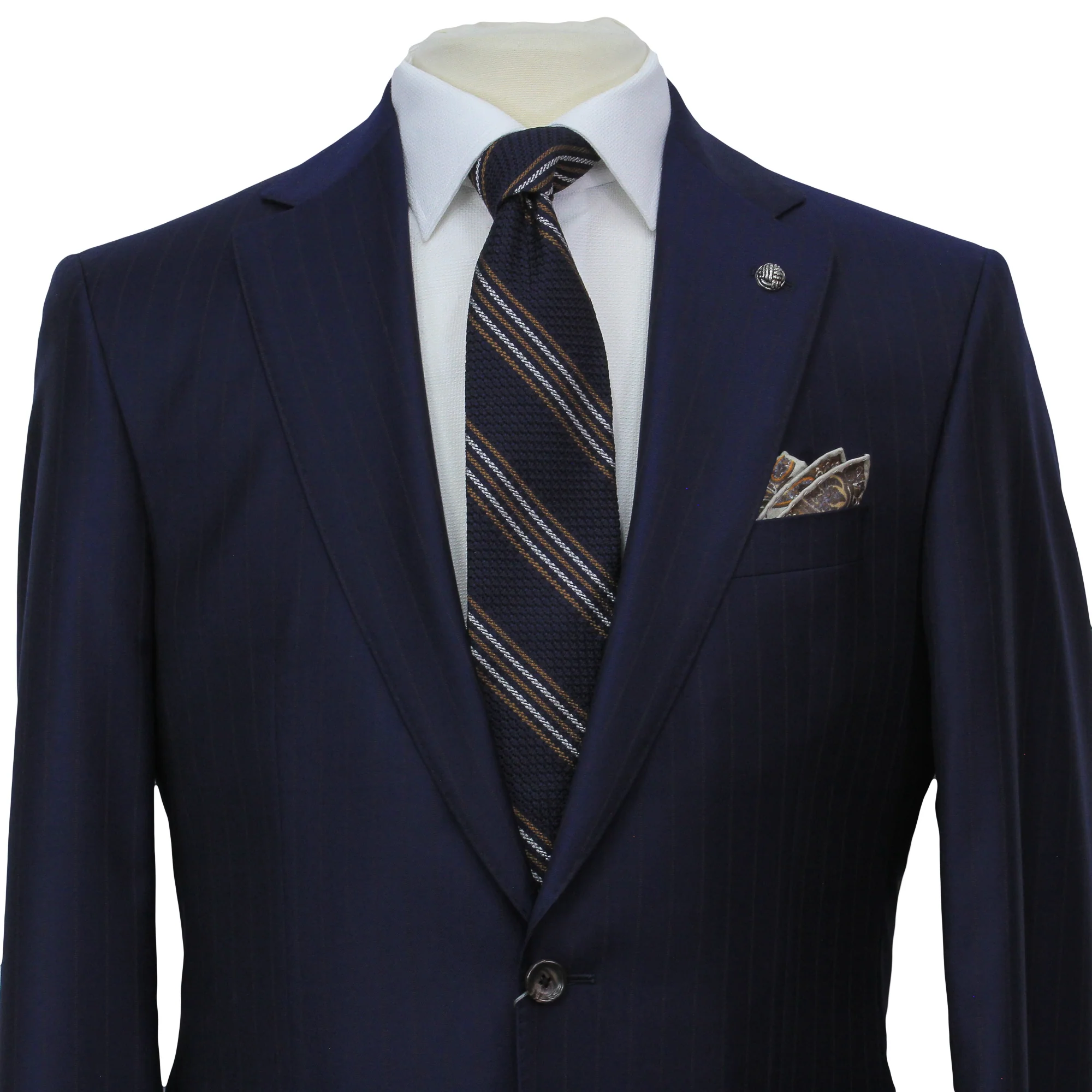 Blue Striped Loro Piana Super 170's Wool-Cashmere Modern Fit Suit - Jack Victor 1913 - Image 4