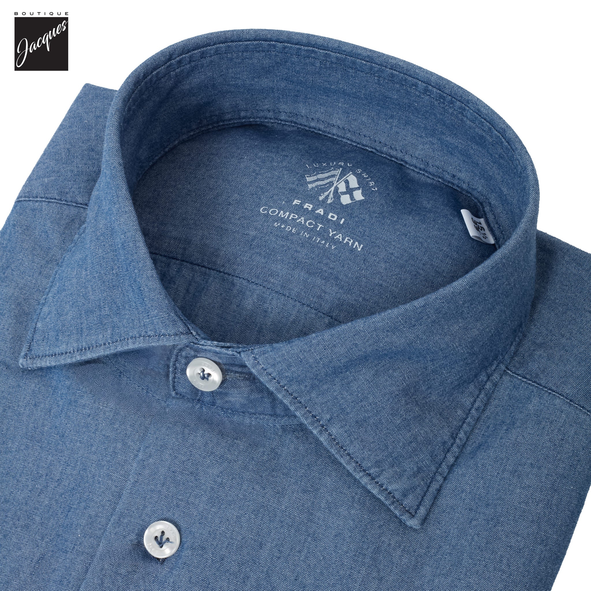 Blue Super Stone Washed Denim Slim Fit Casual Shirt - FRADI - Image 3