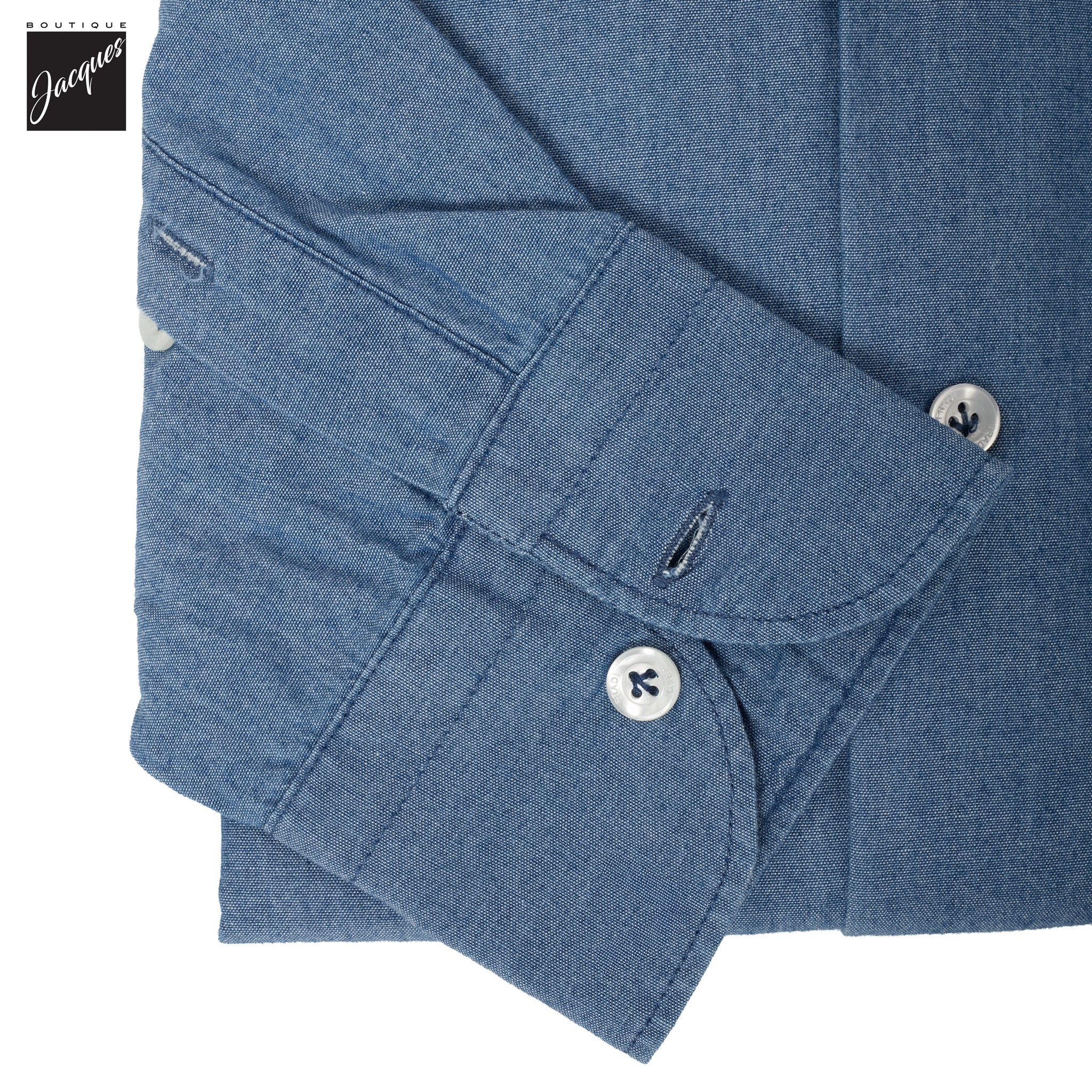 Blue Super Stone Washed Denim Slim Fit Casual Shirt - FRADI - Image 4