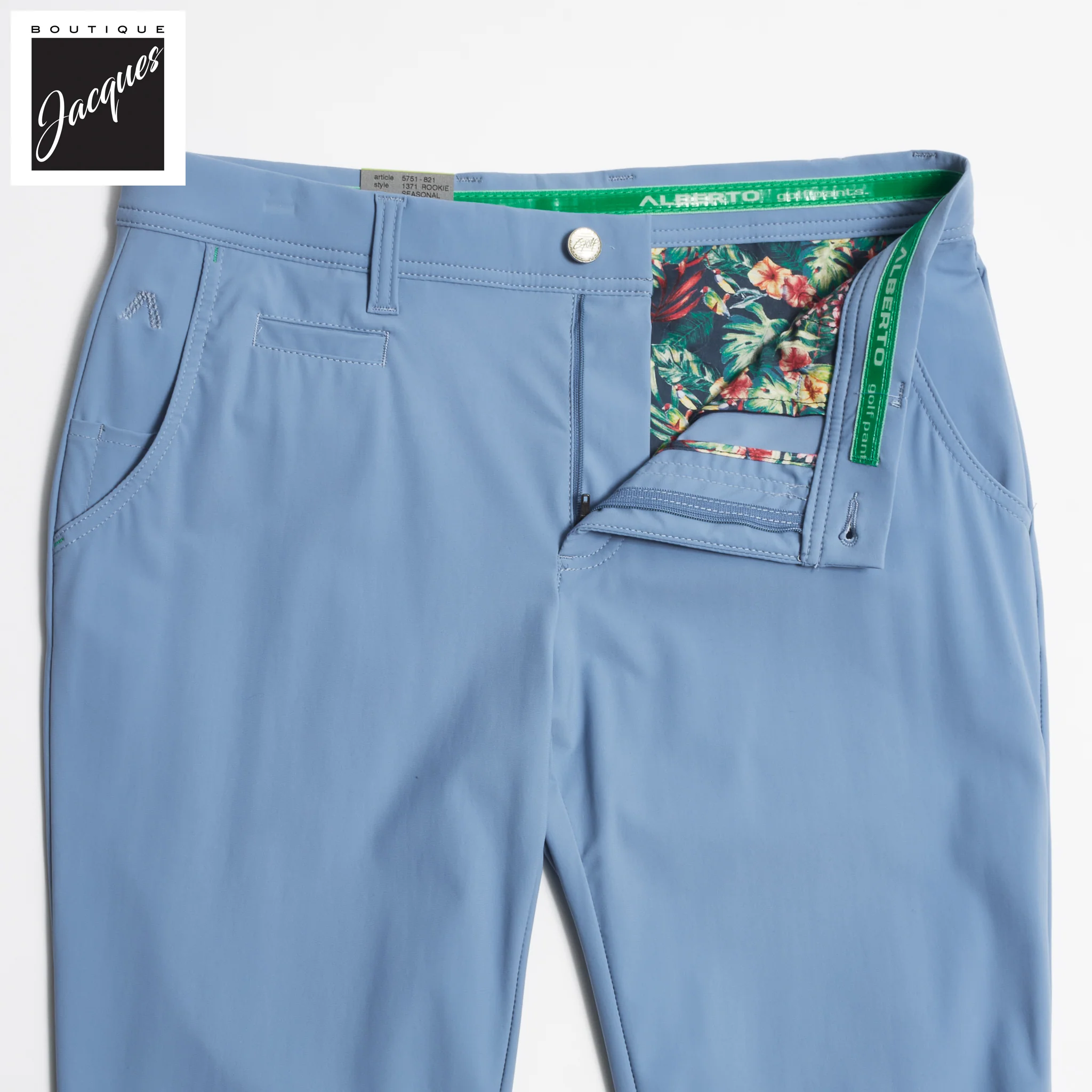 Blue Technical Stretch Fabric Chino-Style Golf Pants - ALBERTO - Image 4