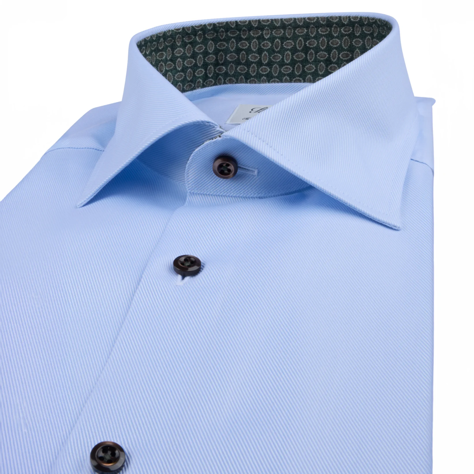 Blue Textured Twill Fitted Body Shirt w/ Contrast Details - Stenströms - Image 2