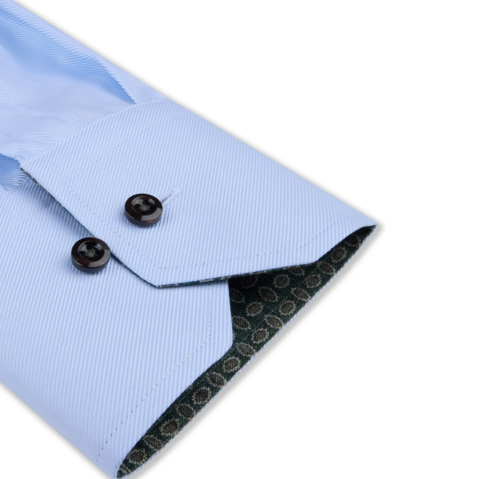 Blue Textured Twill Fitted Body Shirt w/ Contrast Details - Stenströms - Image 4