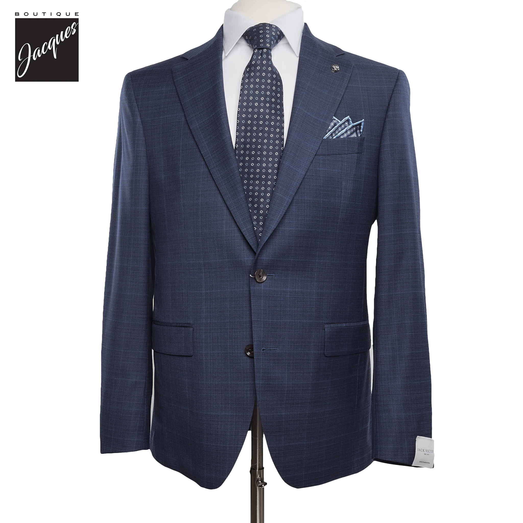 Blue Tonal Check Esprit Modern Fit Super 120s Wool Suit - Jack Victor