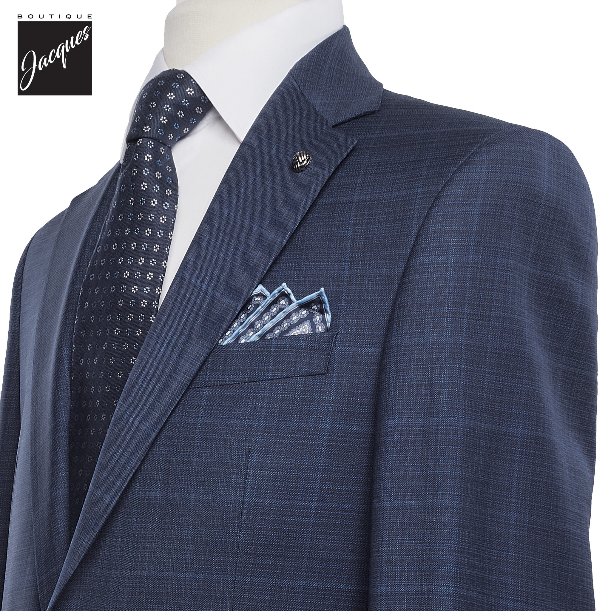Blue Tonal Check Esprit Modern Fit Super 120s Wool Suit - Jack Victor - Image 2