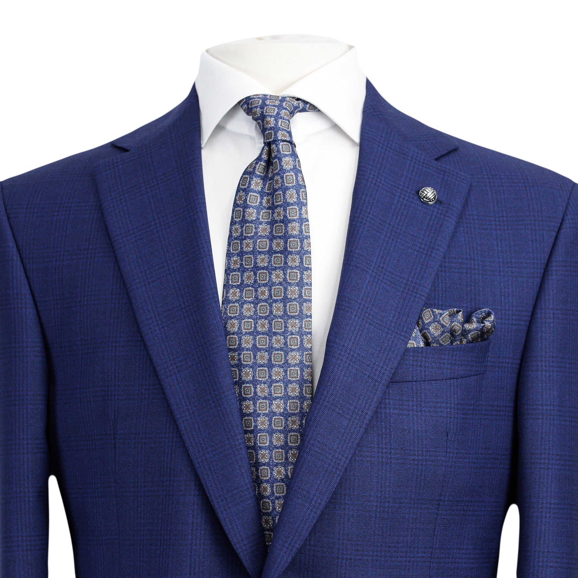 Blue Tonal Glen Check Esprit Modern Fit Drago Wool Suit - Jack Victor - Image 3