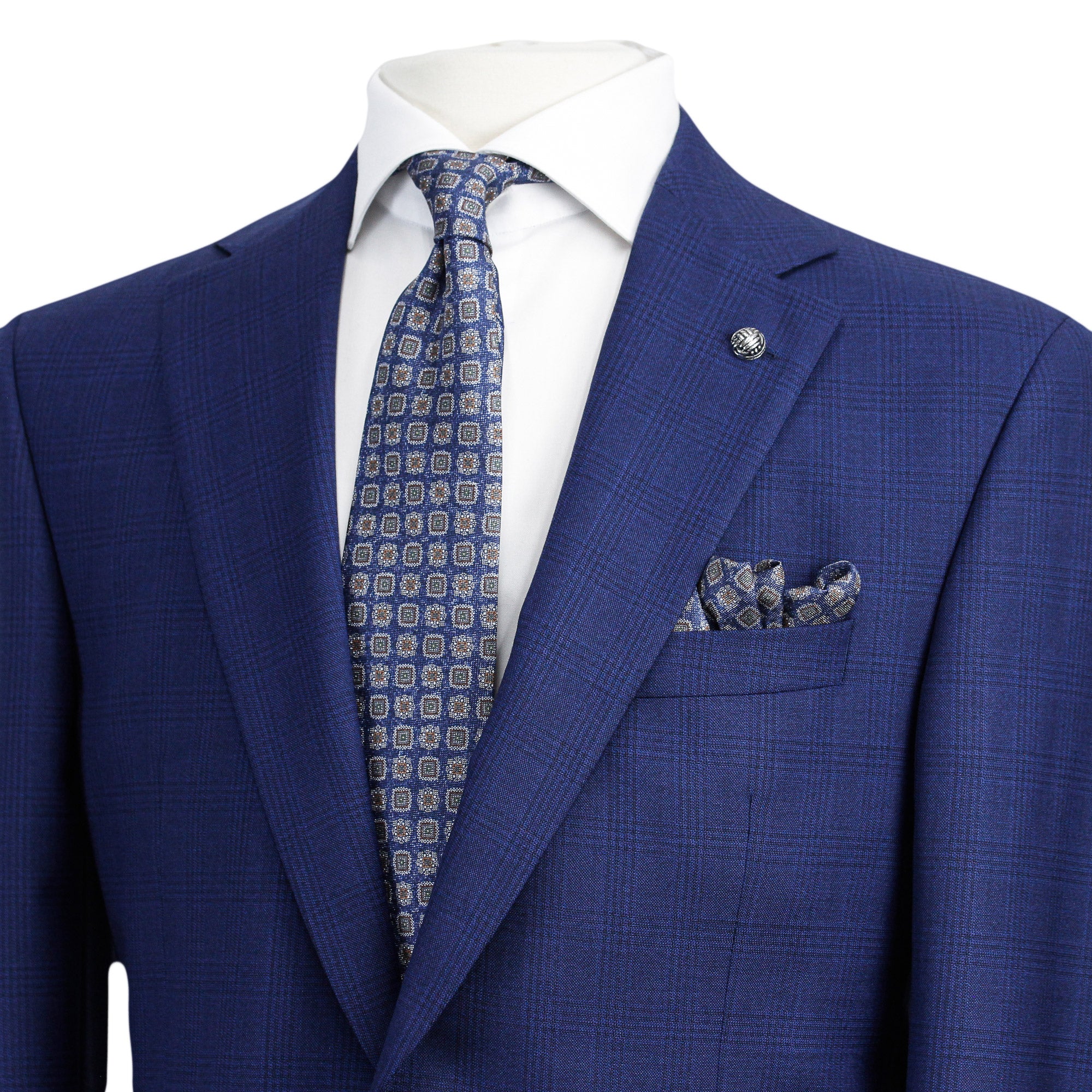 Blue Tonal Glen Check Esprit Modern Fit Drago Wool Suit - Jack Victor - Image 4