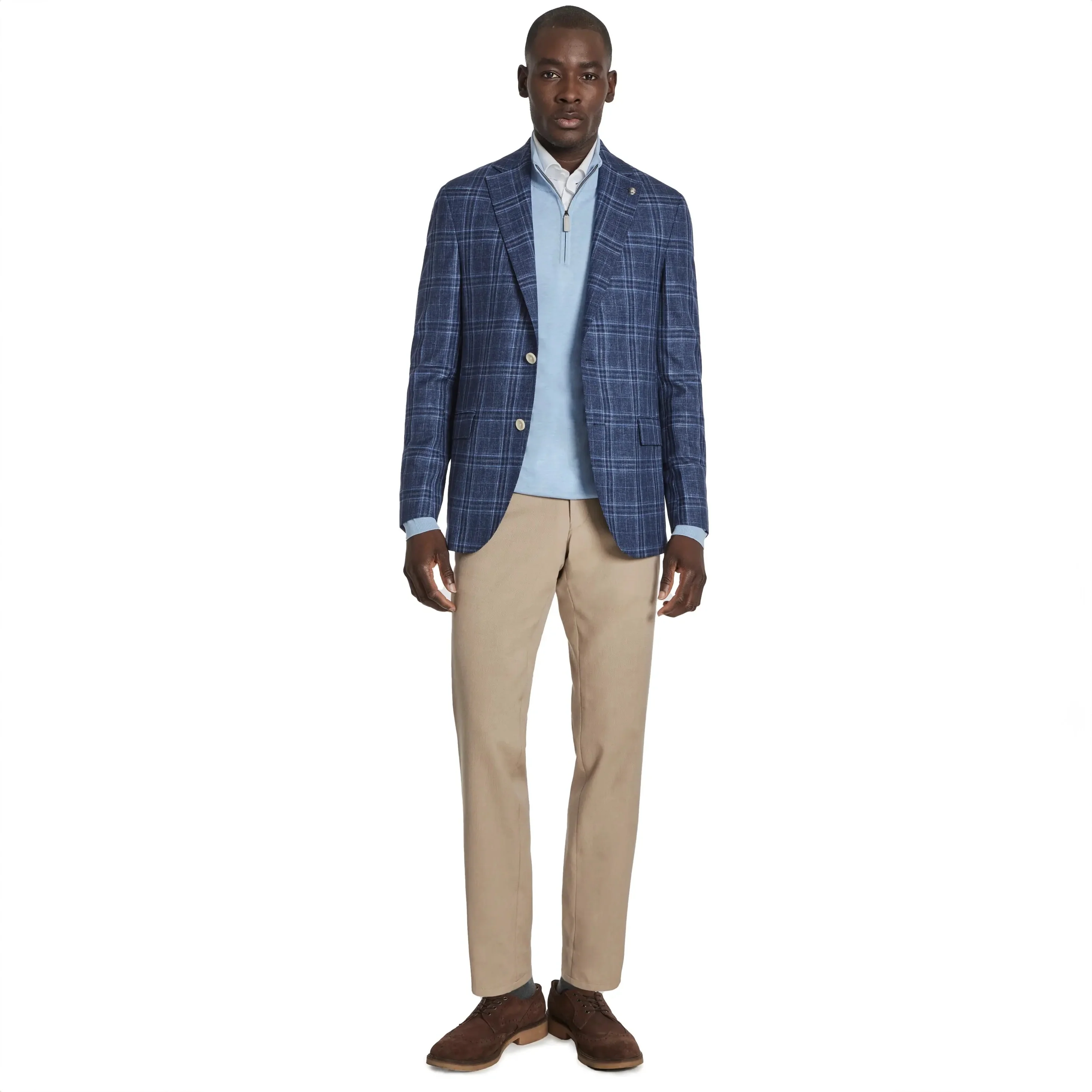 Blue Tonal Glen Check Midland Contemporary Fit Sport Coat - Jack Victor - Image 4