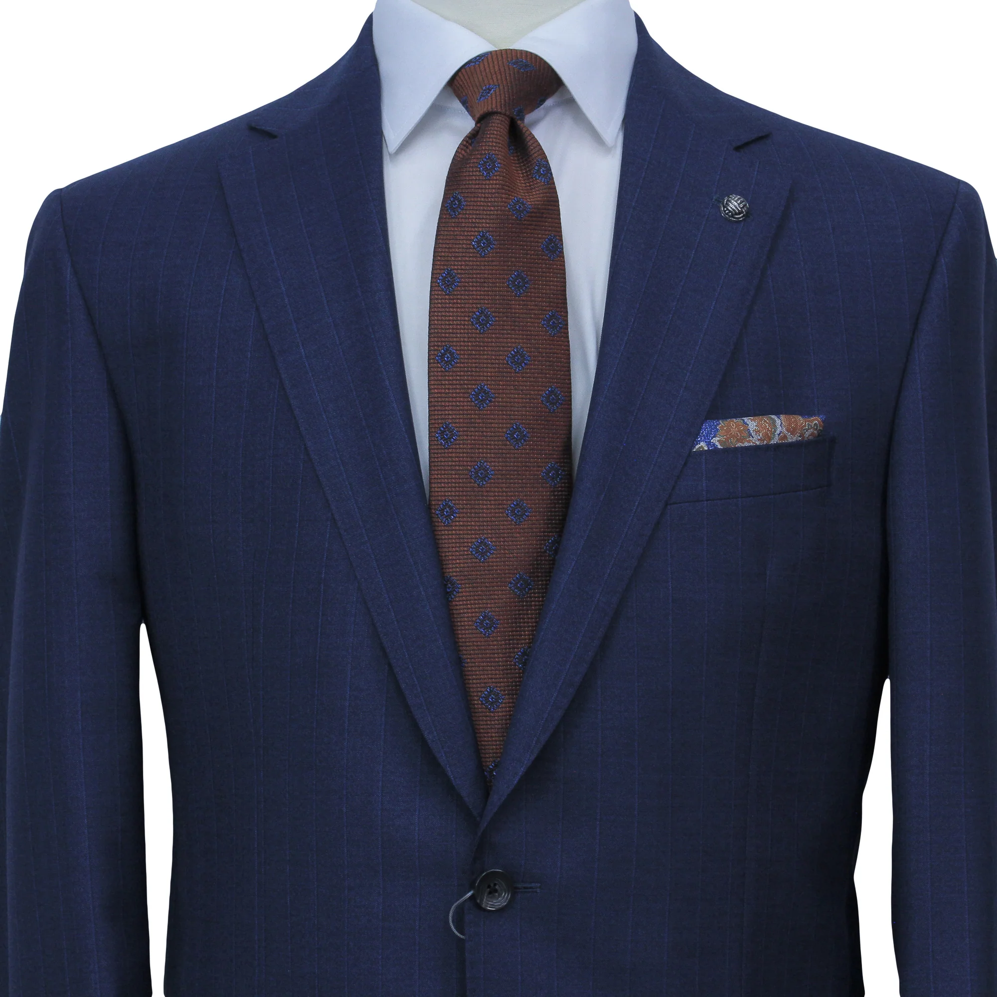 Blue Tonal Stripe Vitale Barberis Wool Essence Modern Fit Suit - Jack Victor 1913 - Image 4