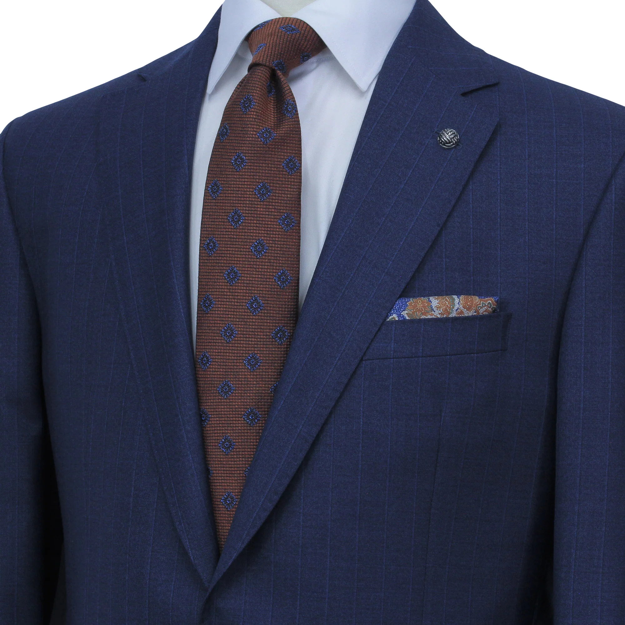 Blue Tonal Stripe Vitale Barberis Wool Essence Modern Fit Suit - Jack Victor 1913 - Image 5