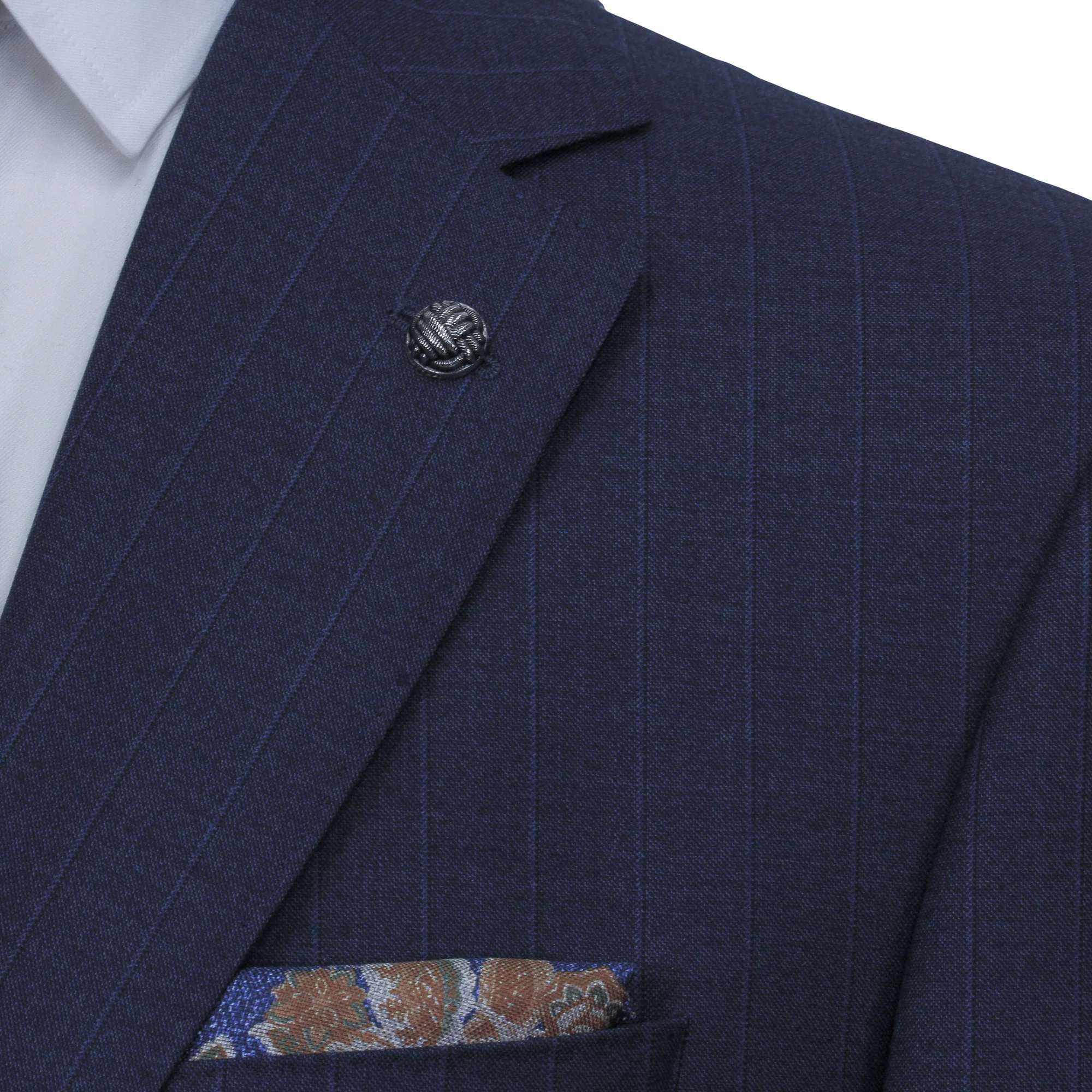 Blue Tonal Stripe Vitale Barberis Wool Essence Modern Fit Suit - Jack Victor 1913 - Image 6