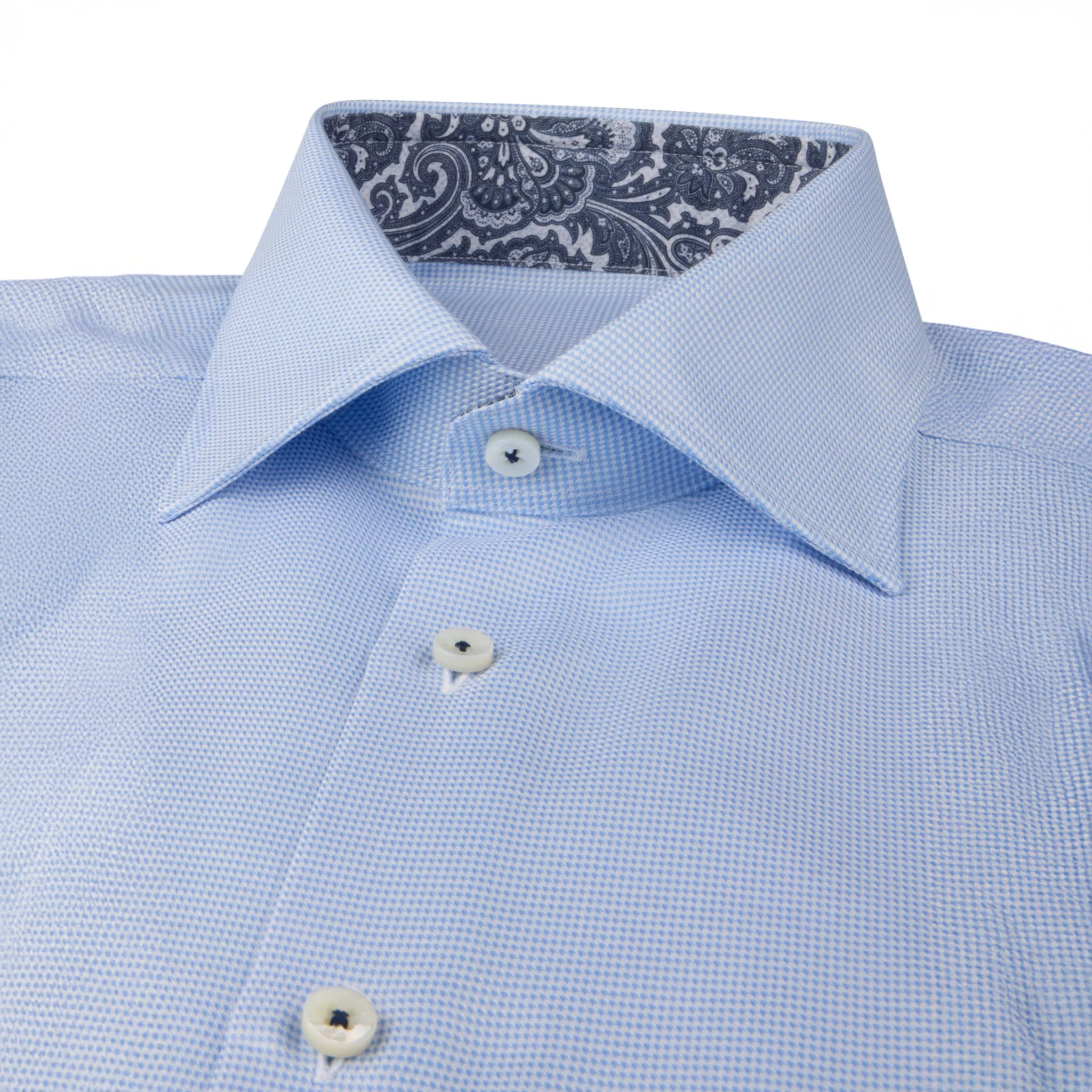 Blue Twill Slimline Shirt w/ Contrast - Stenströms - Image 2