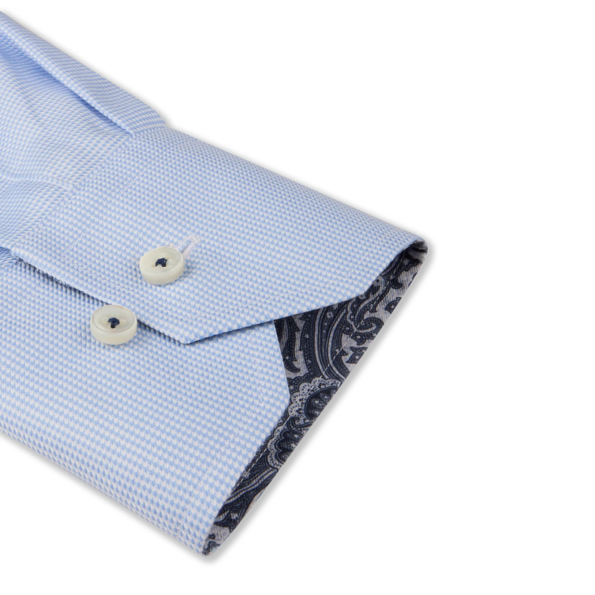 Blue Twill Slimline Shirt w/ Contrast - Stenströms - Image 3