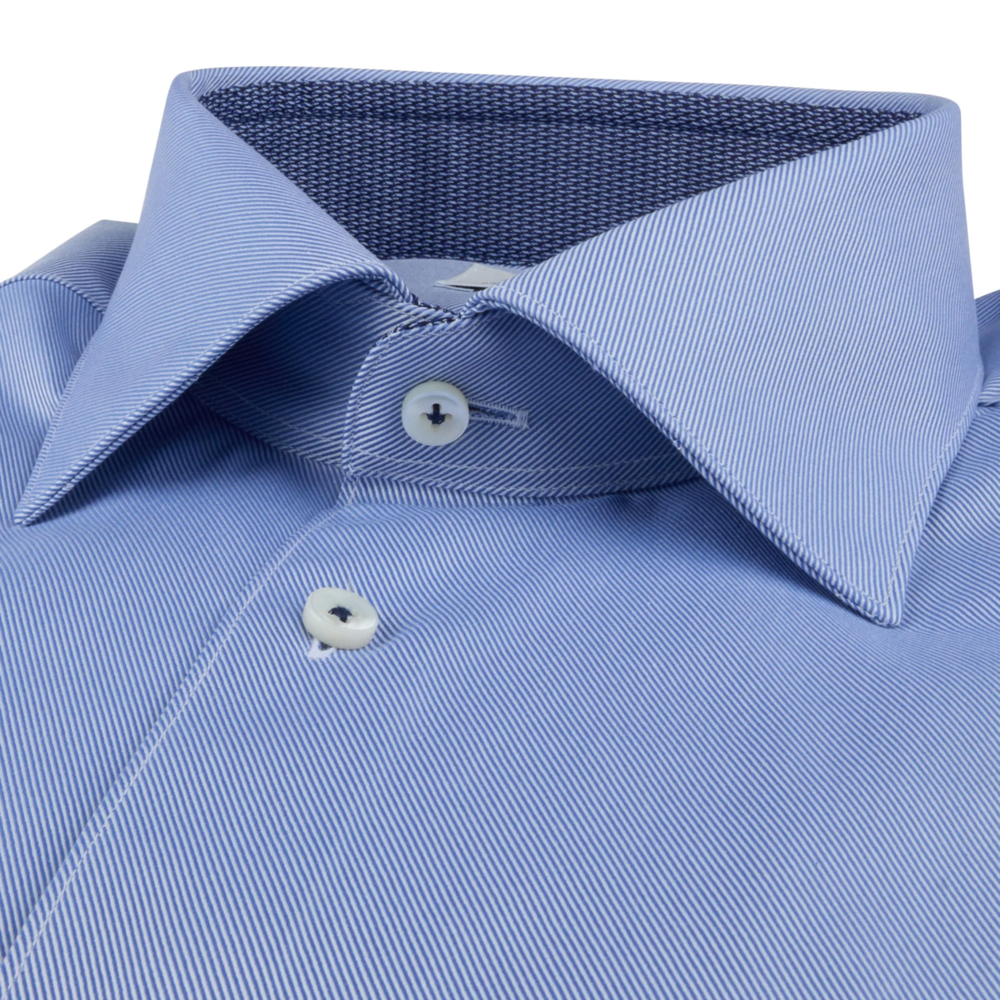 Blue Twill Slimline Shirt w/ Contrast - Stenströms - Image 2