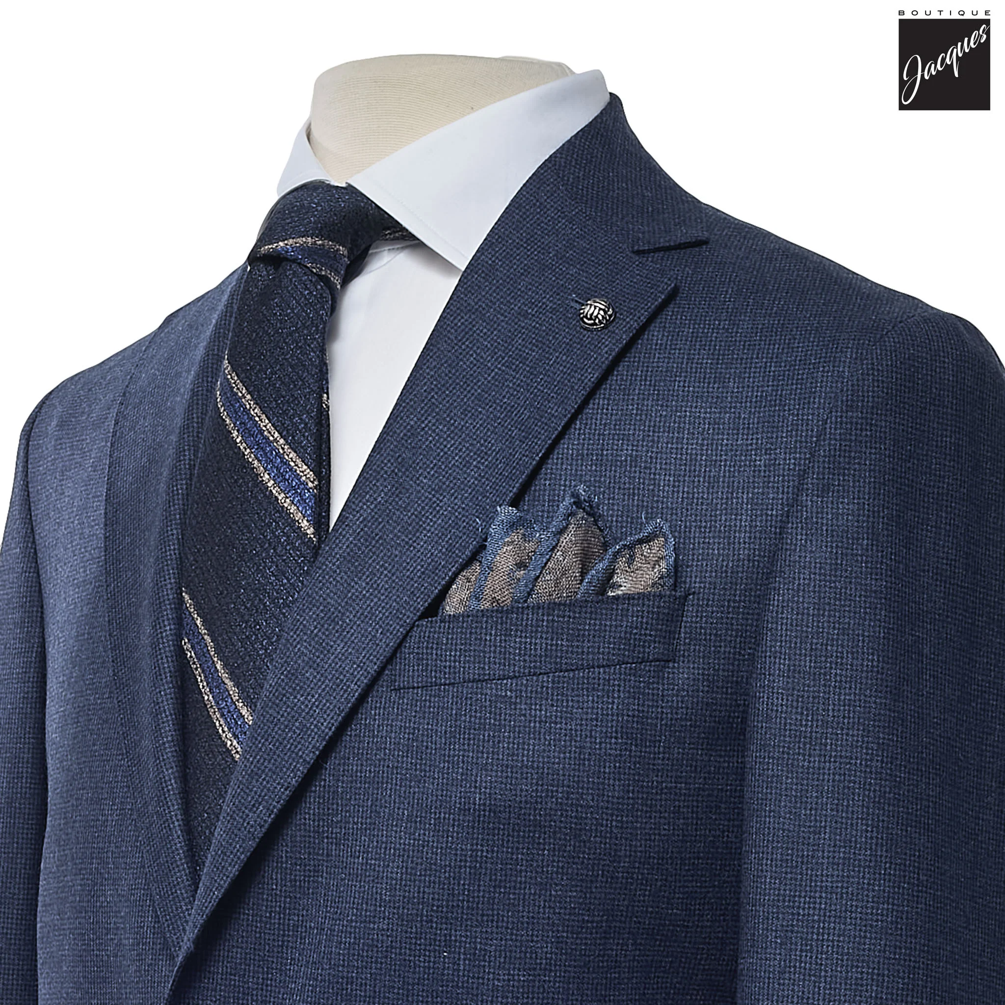 Blue Wool Cashmere Unconstructed Irving Contemporary Fit Wool Suit - Jack Victor - Image 2