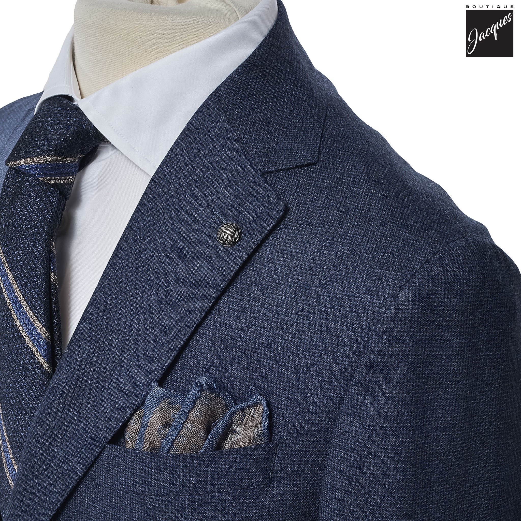 Blue Wool Cashmere Unconstructed Irving Contemporary Fit Wool Suit - Jack Victor - Image 3