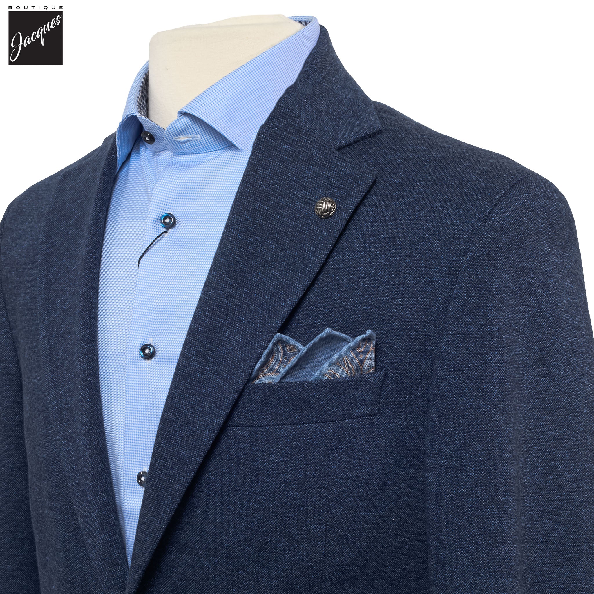 Blue Wool Stretch Hampton Contemporary Fit Jacket - Jack Victor - Image 2