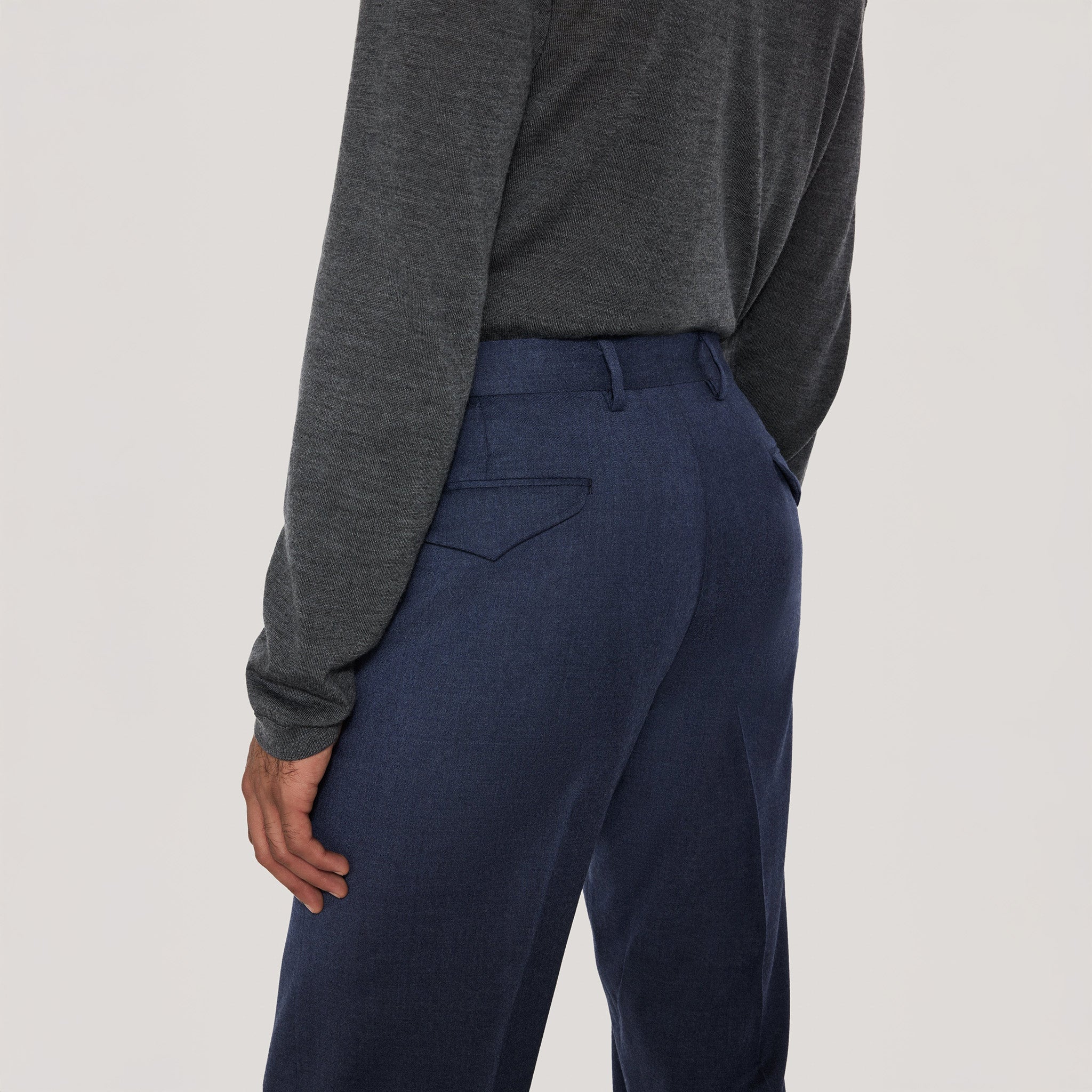 Blue Wool Stretch Prato Stretch Waistband Dress Pant - Jack Victor - Image 8