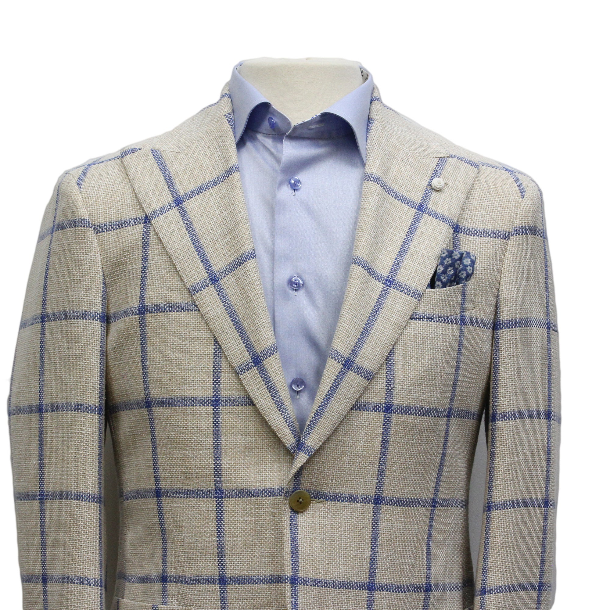 Bone Windowpane Wool-Silk-Cotton Dream Fit Sport Jacket - Luigi Bianchi - Image 4