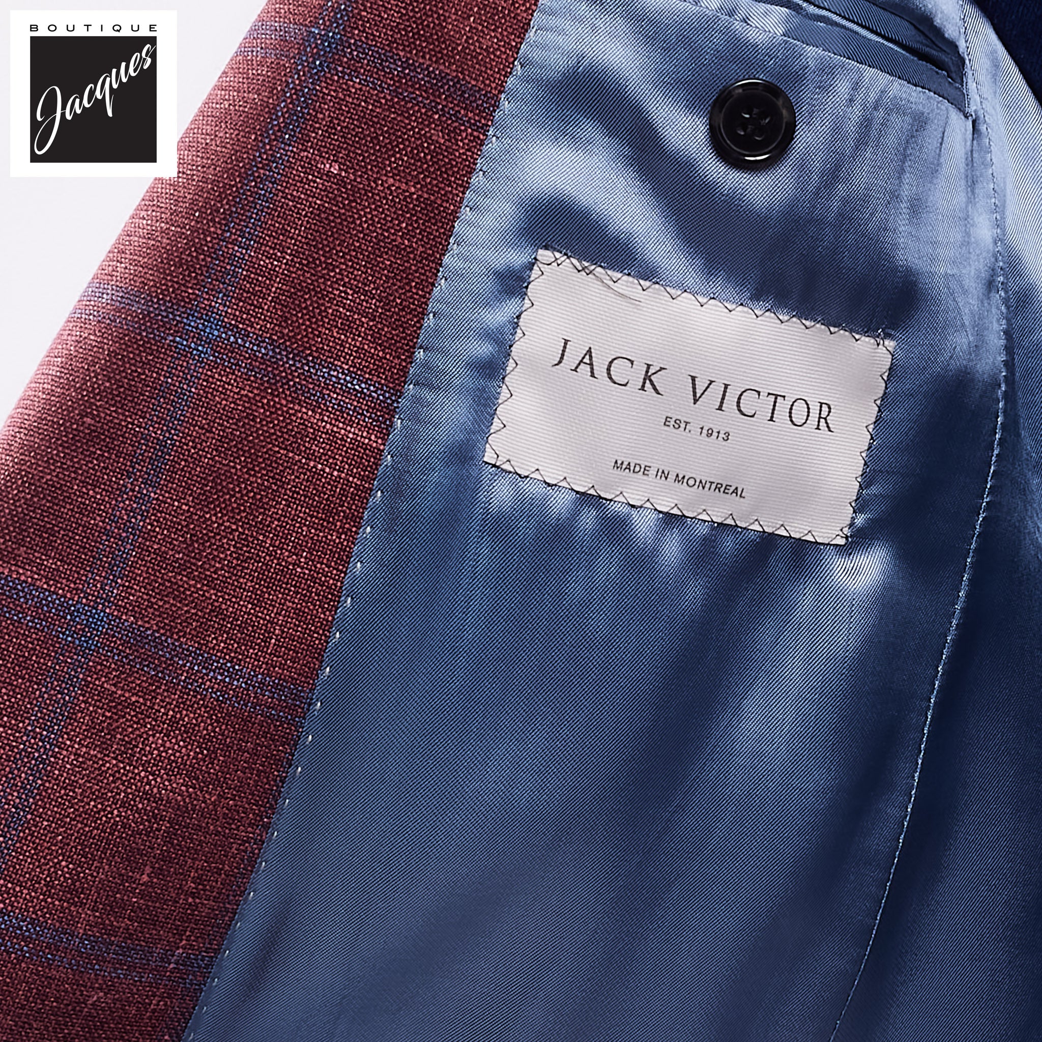 Bordeaux Windowpane Wool/Silk/Linen Knit Hampton Contemporary Fit Sport Jacket - Jack Victor - Image 4