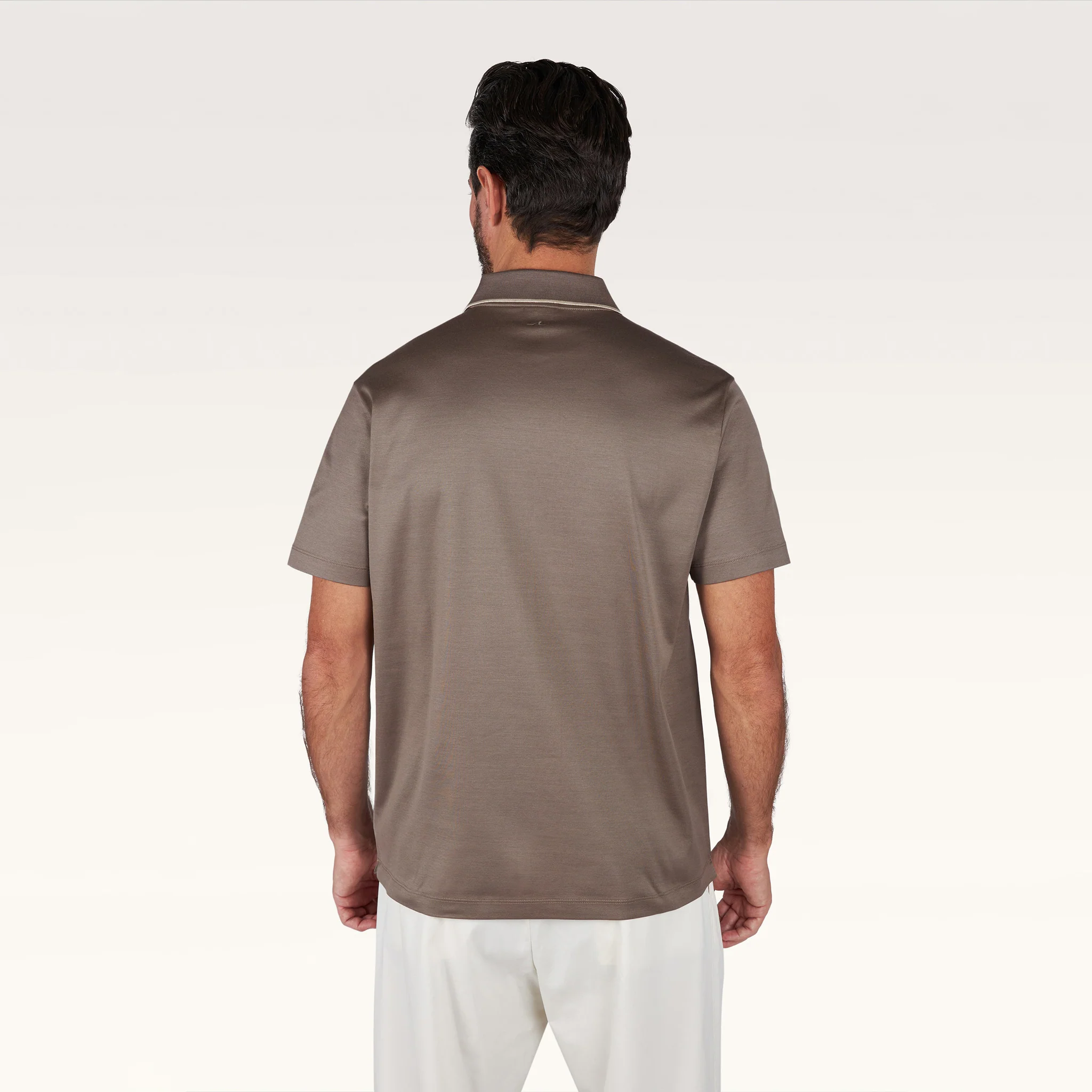 Brown Aqua Touch Knitted Cotton Polo Shirt w/ Striped Details - Paul & Shark - Image 6