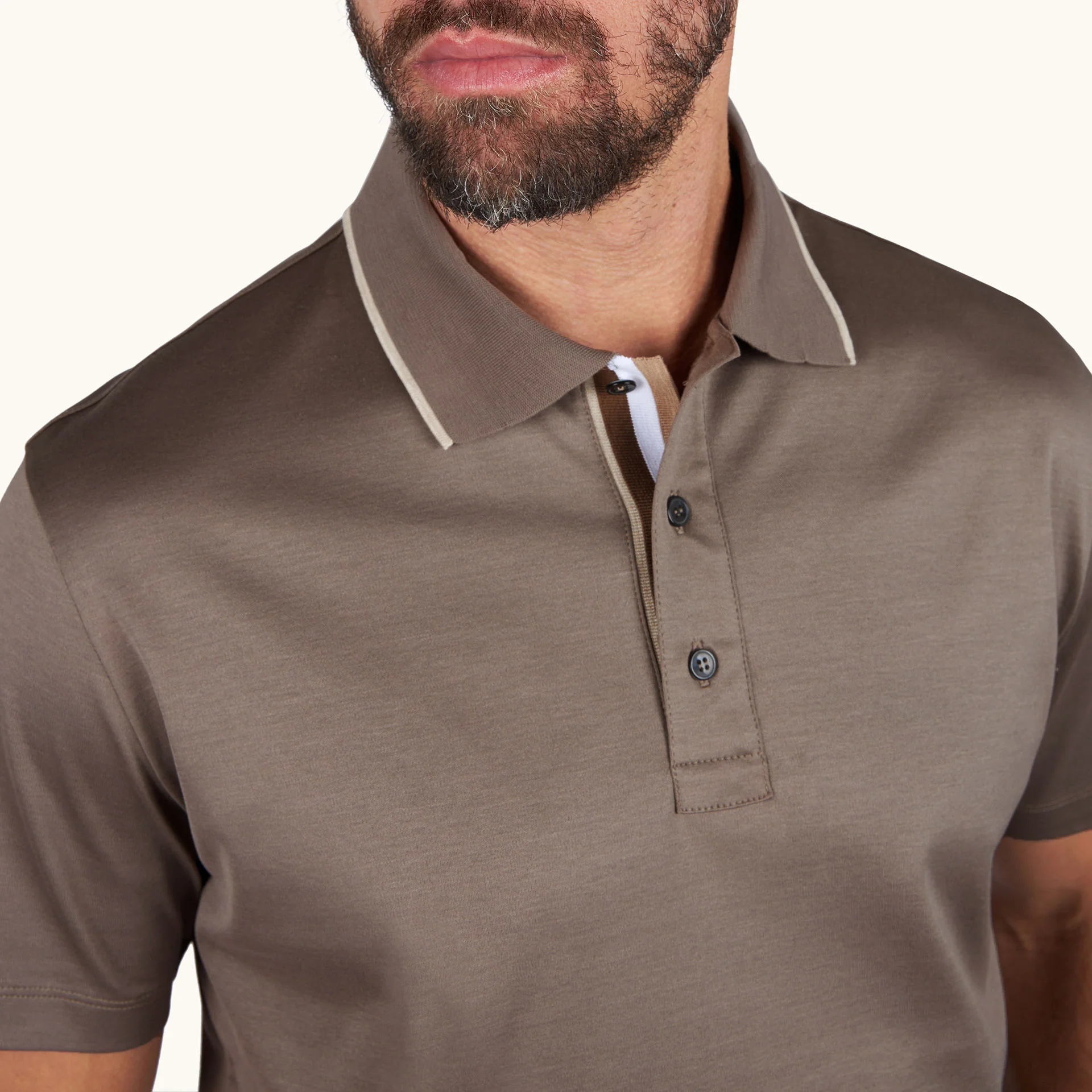 Brown Aqua Touch Knitted Cotton Polo Shirt w/ Striped Details - Paul & Shark - Image 7