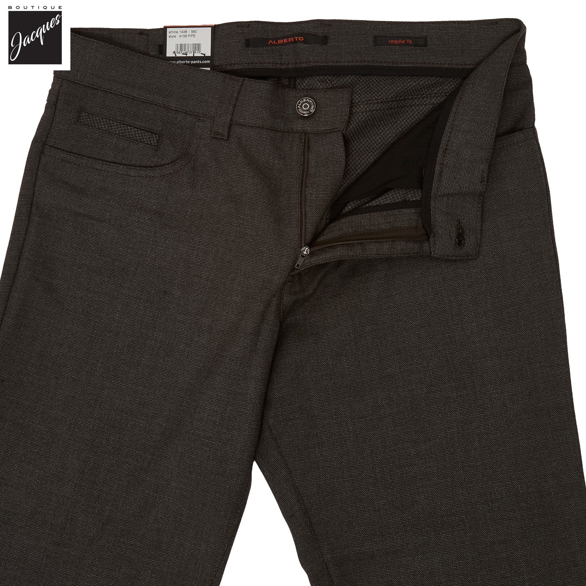 Brown Bi-Colour Double Face Ceramica Pipe Five Pocket Pants - ALBERTO - Image 2