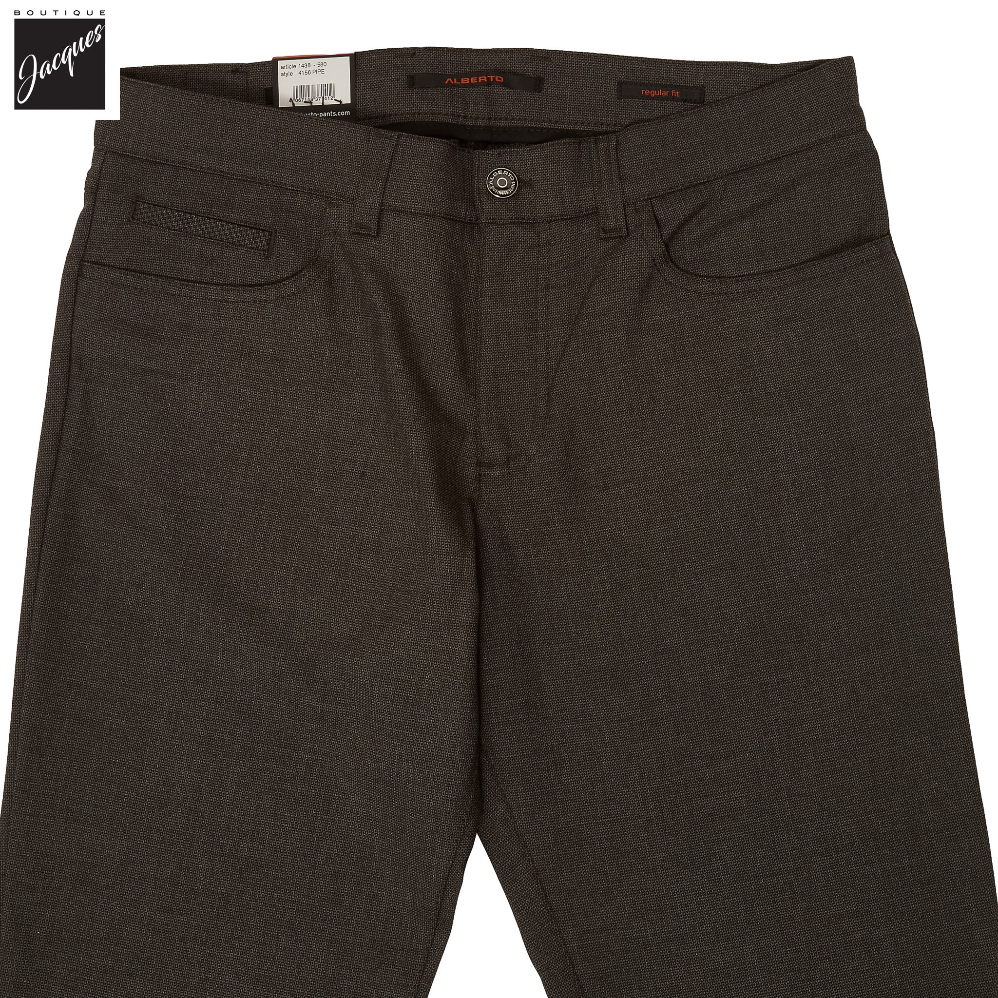 Brown Bi-Colour Double Face Ceramica Pipe Five Pocket Pants - ALBERTO - Image 3