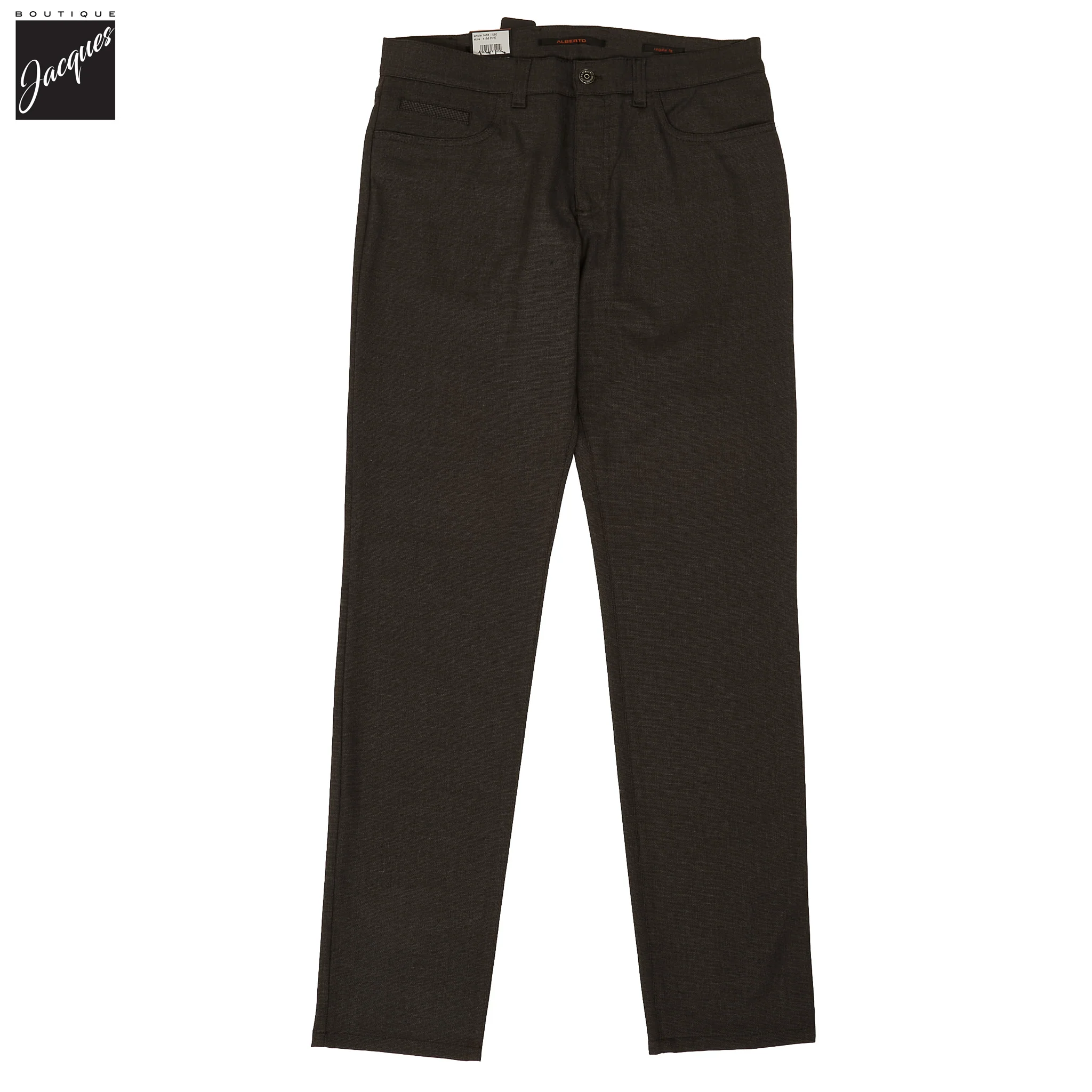 Brown Bi-Colour Double Face Ceramica Pipe Five Pocket Pants - ALBERTO - Image 4
