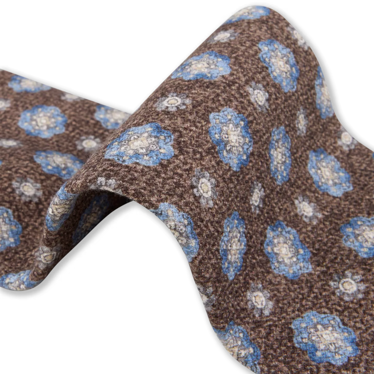 Brown & Blue Medallion Patterned Silk Tie - Stenströms - Image 3
