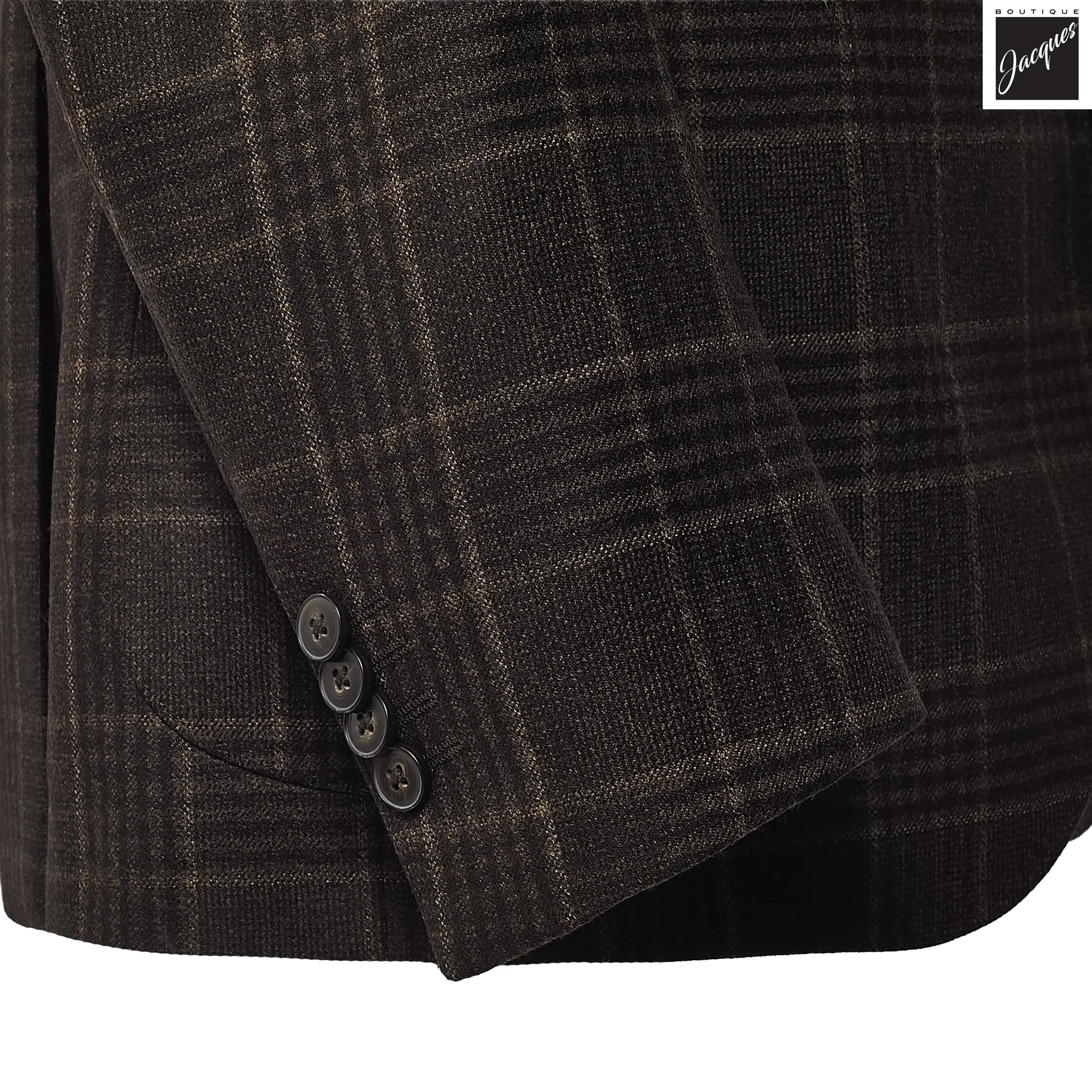 Brown Check Contemporary Dream Fit Wool Sport Jacket - Luigi Bianchi - Image 3