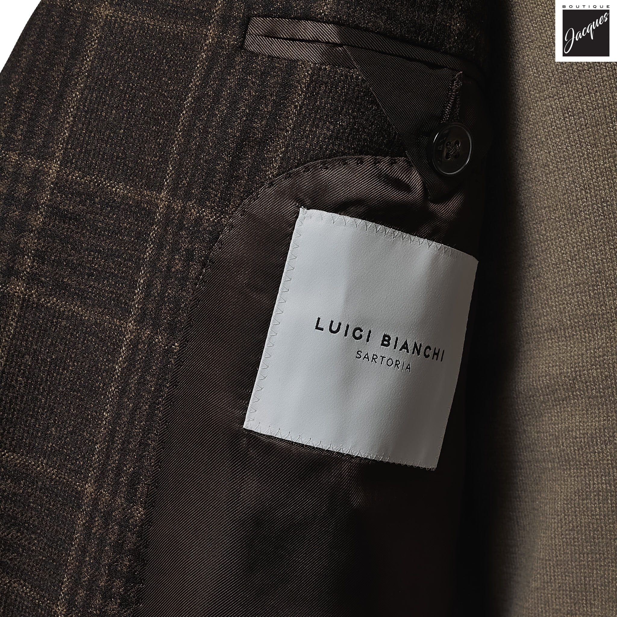 Brown Check Contemporary Dream Fit Wool Sport Jacket - Luigi Bianchi - Image 4