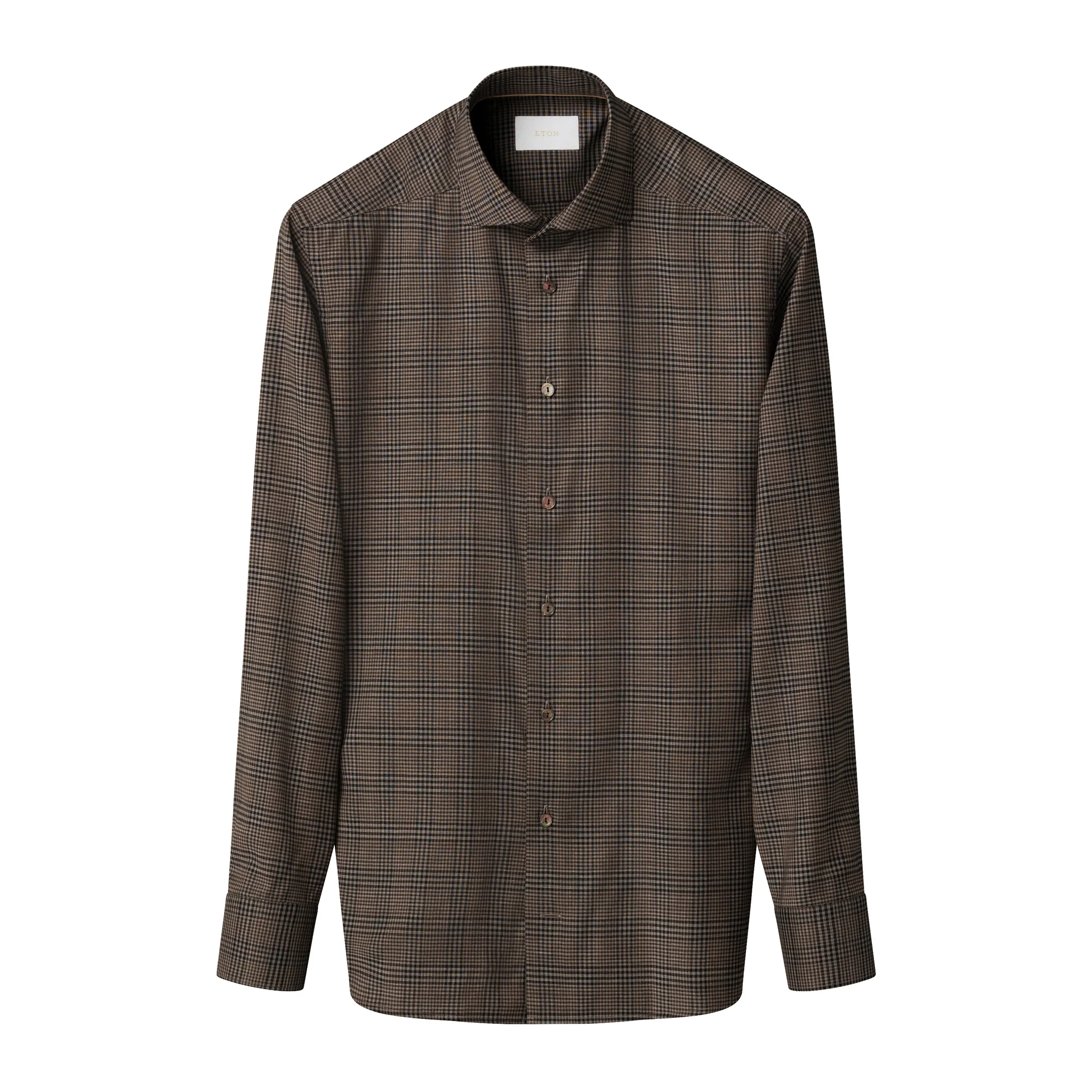 Brown Check Merino Wool Slim Fit Shirt - ETON - Image 3