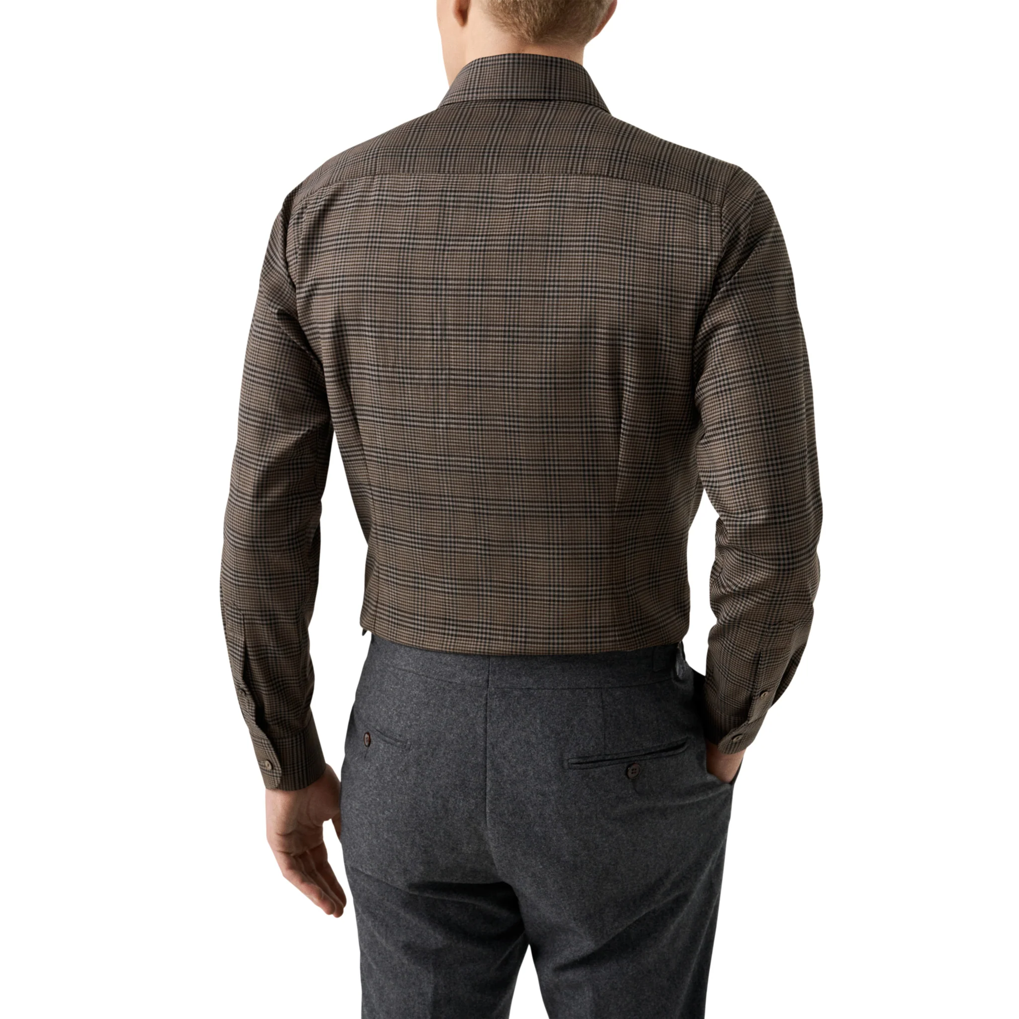 Brown Check Merino Wool Slim Fit Shirt - ETON - Image 5