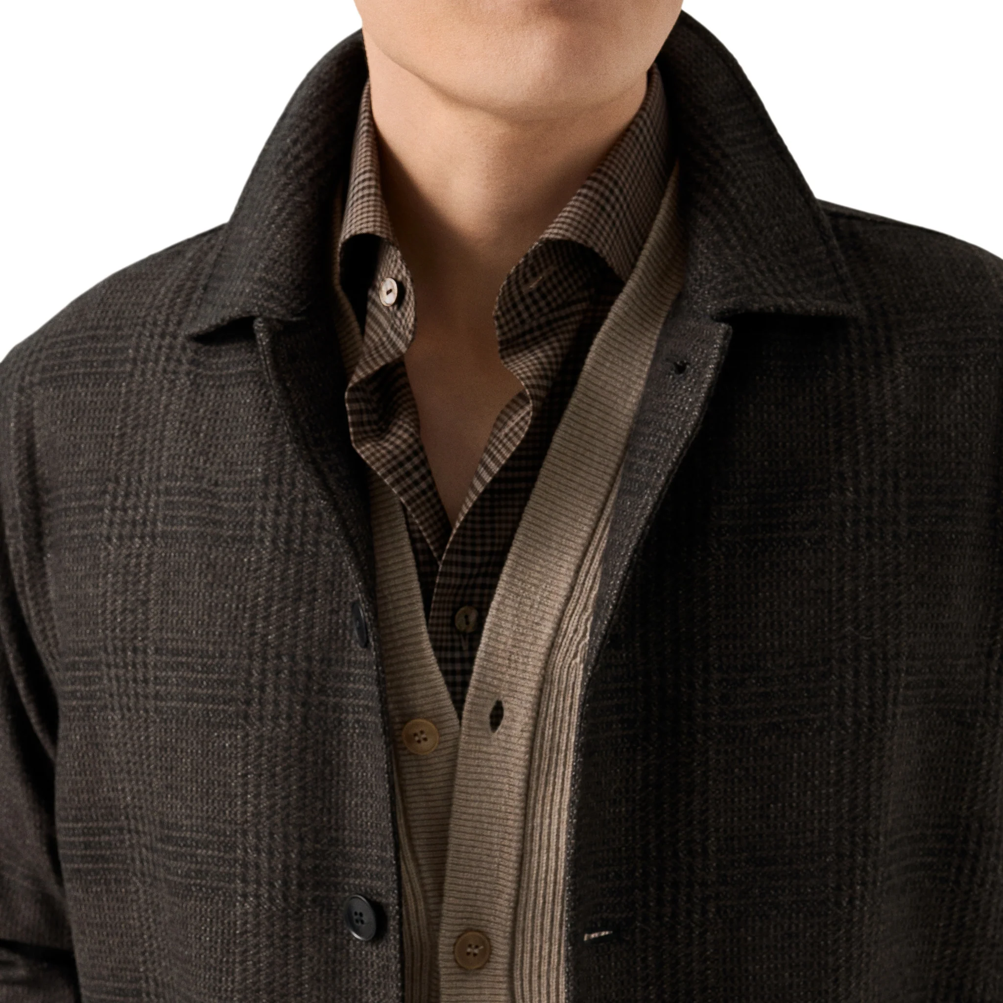 Brown Check Merino Wool Slim Fit Shirt - ETON - Image 8