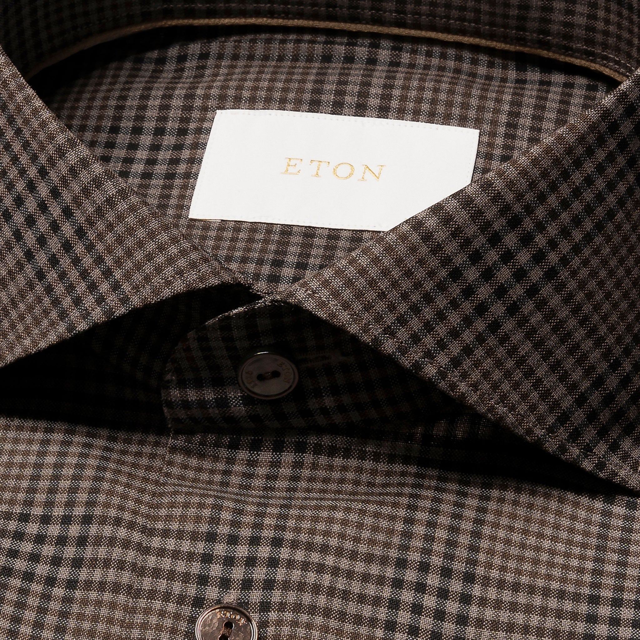 Brown Check Merino Wool Slim Fit Shirt - ETON - Image 9