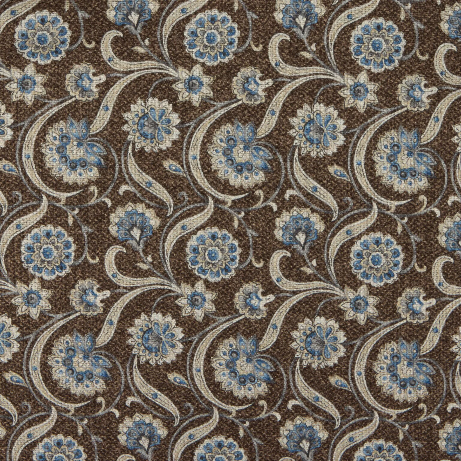 Brown Floral/Medallion Reversible Silk Hankie - Stenströms - Image 2