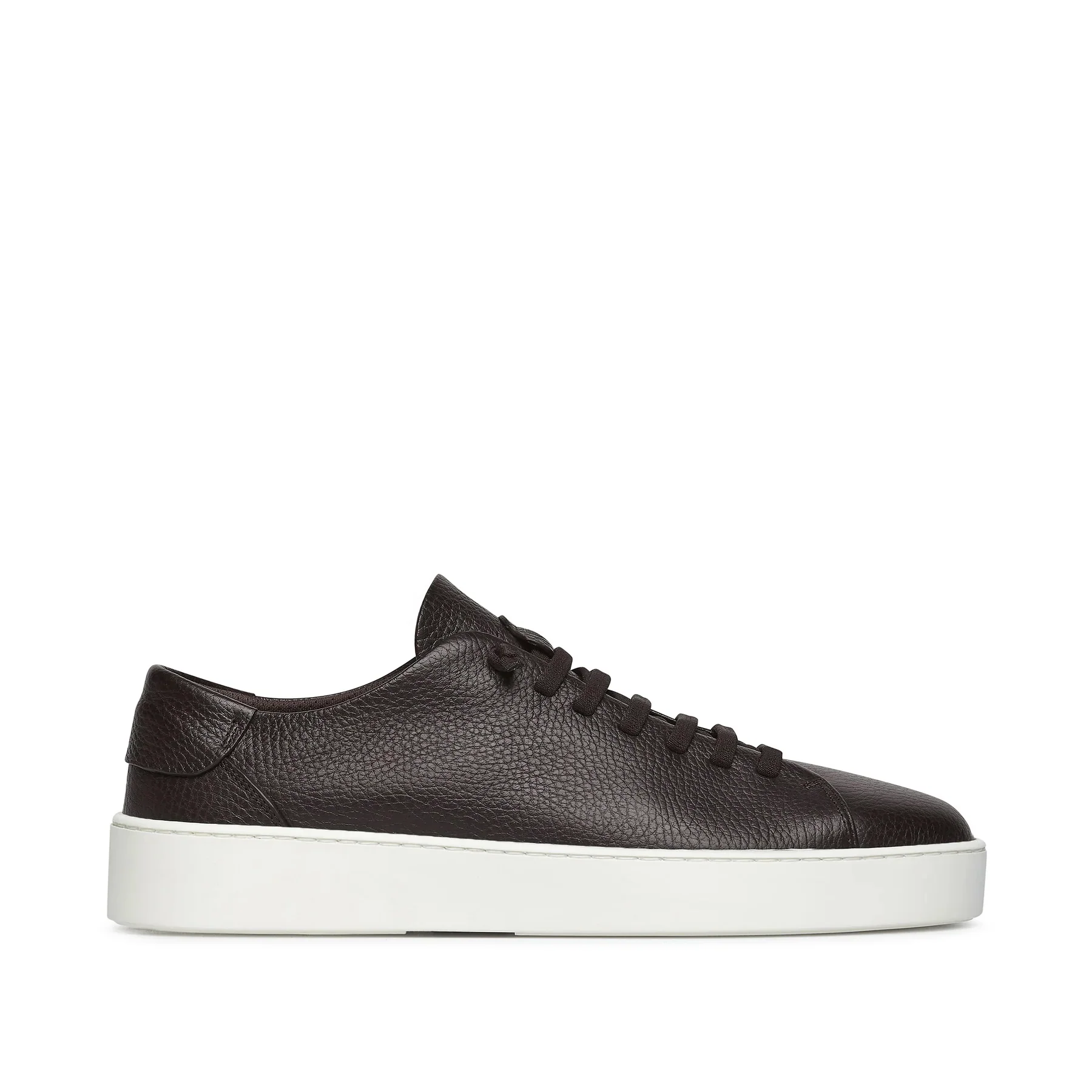 Dark Brown Grained Leather Slip-On Sneakers - Fabiano Ricci - Image 3