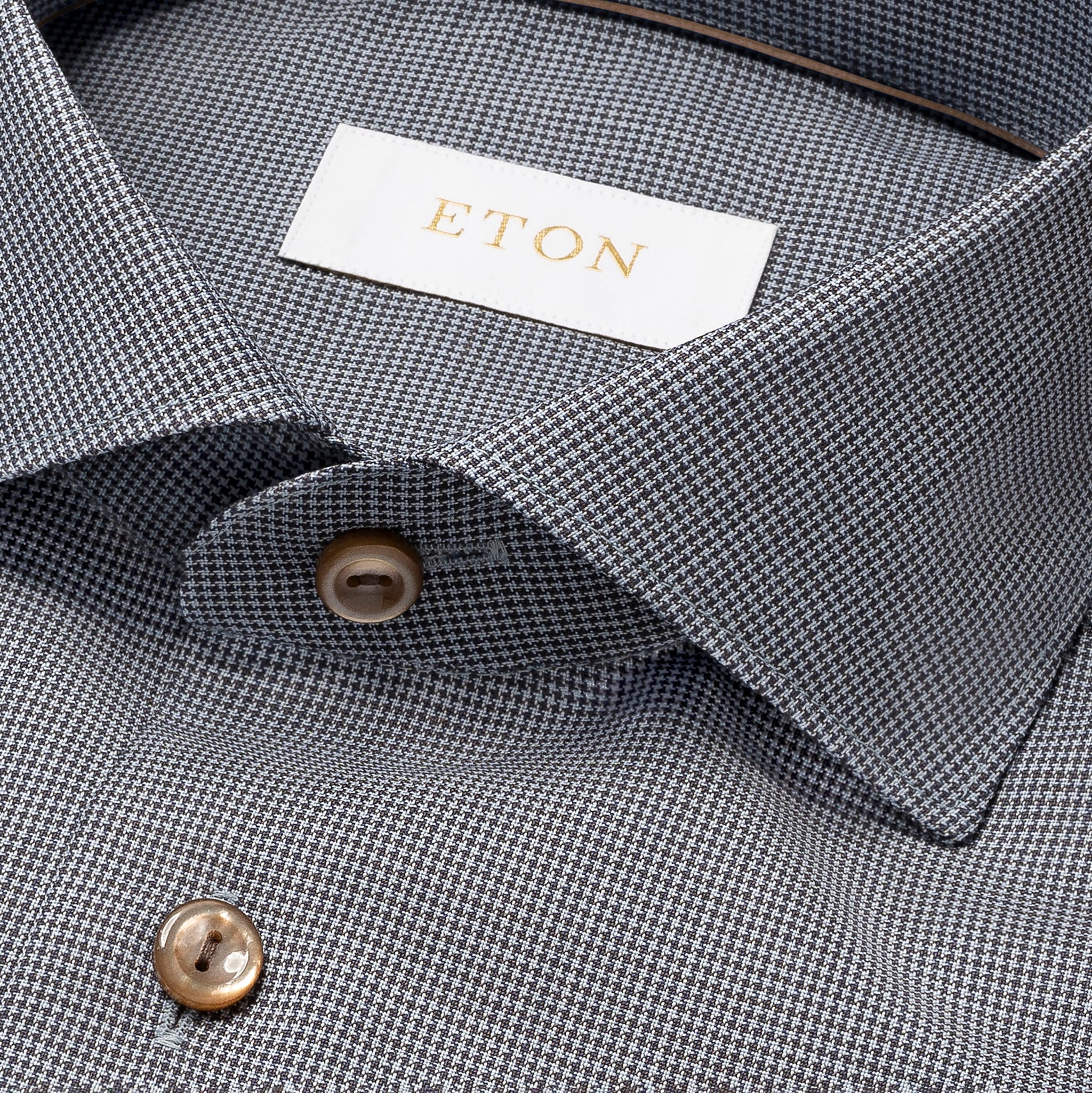 Brown Houndstooth Merino Wool Slim Fit Shirt - ETON - Image 3