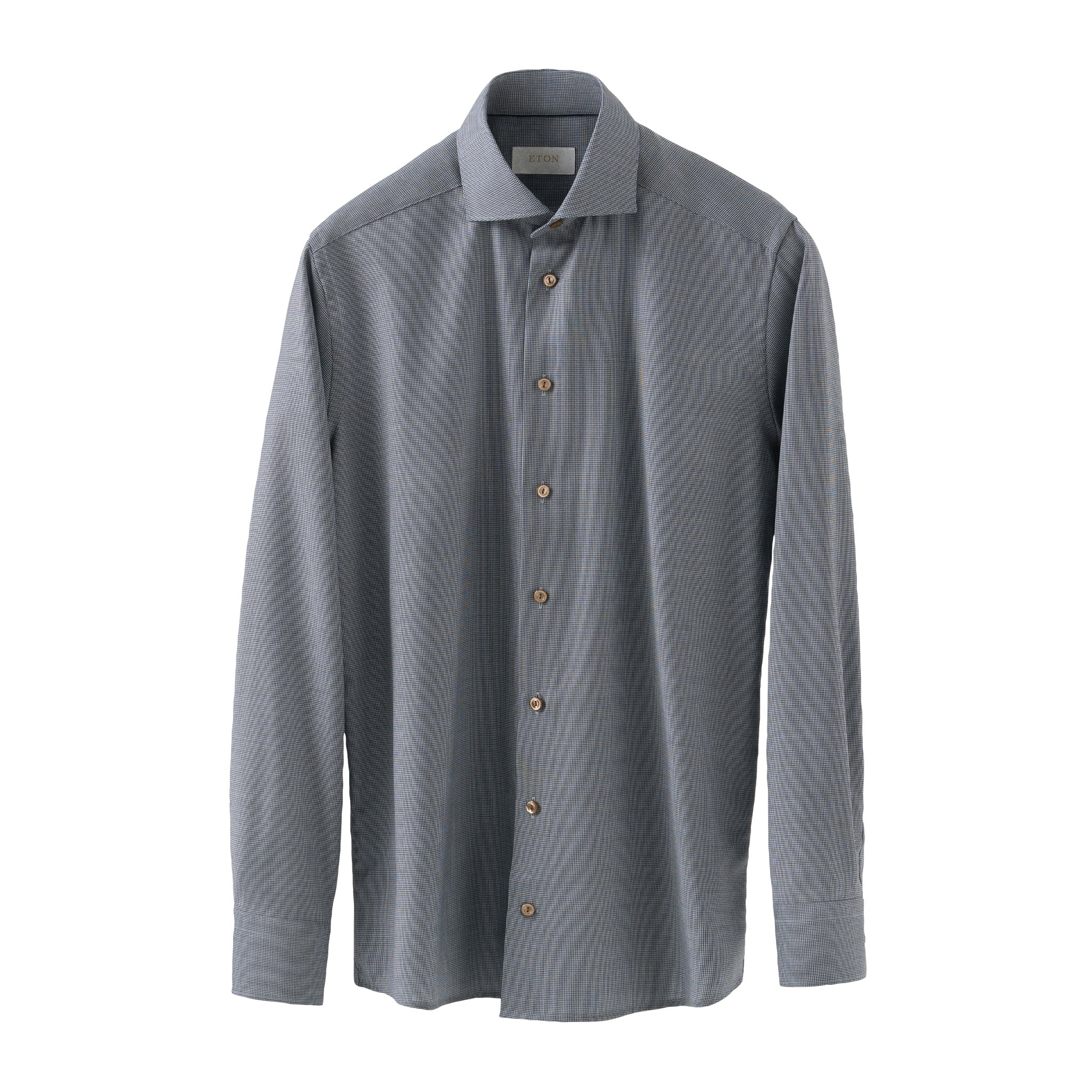 Brown Houndstooth Merino Wool Slim Fit Shirt - ETON - Image 4