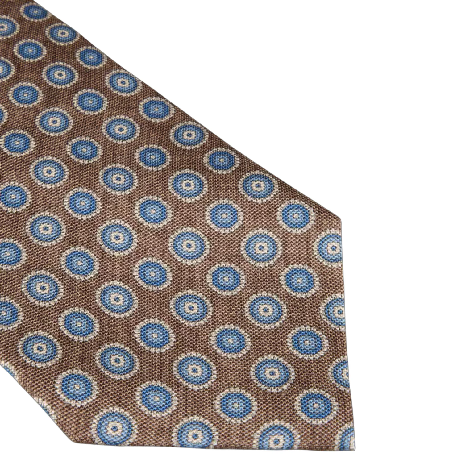 Brown Medallion Patterned Silk Tie - Stenströms - Image 2